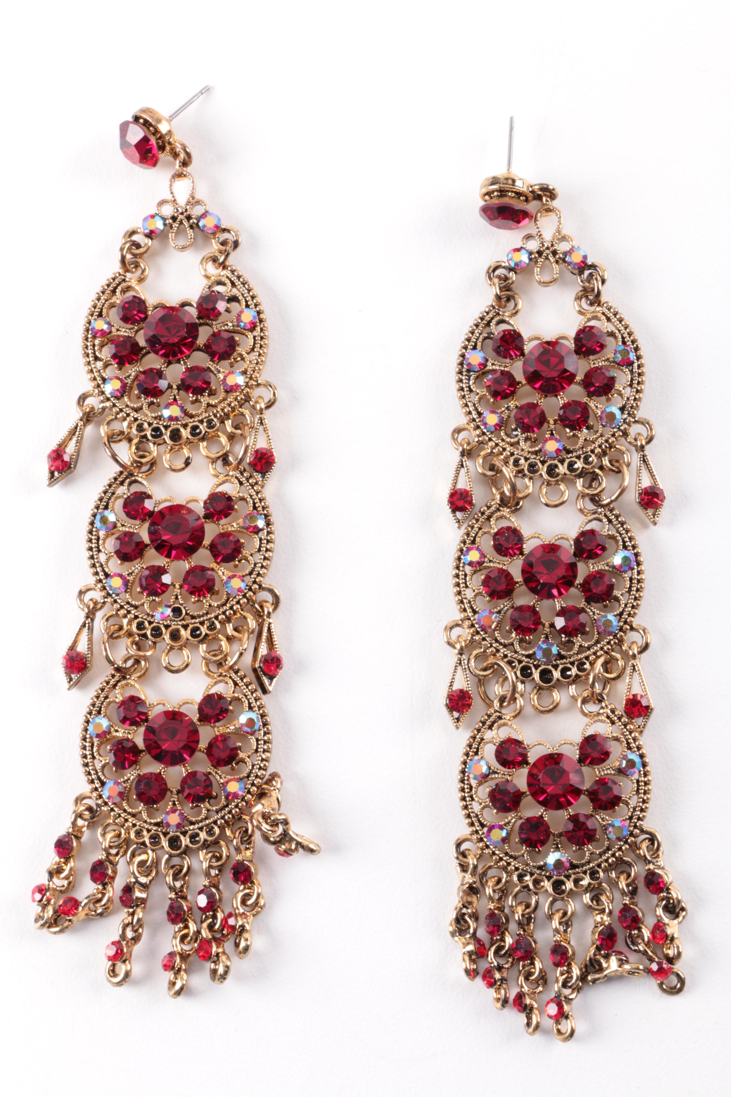 Assortment of Gold Tone Cubic Zirconia, Resin, Leather and Wood Jewelry