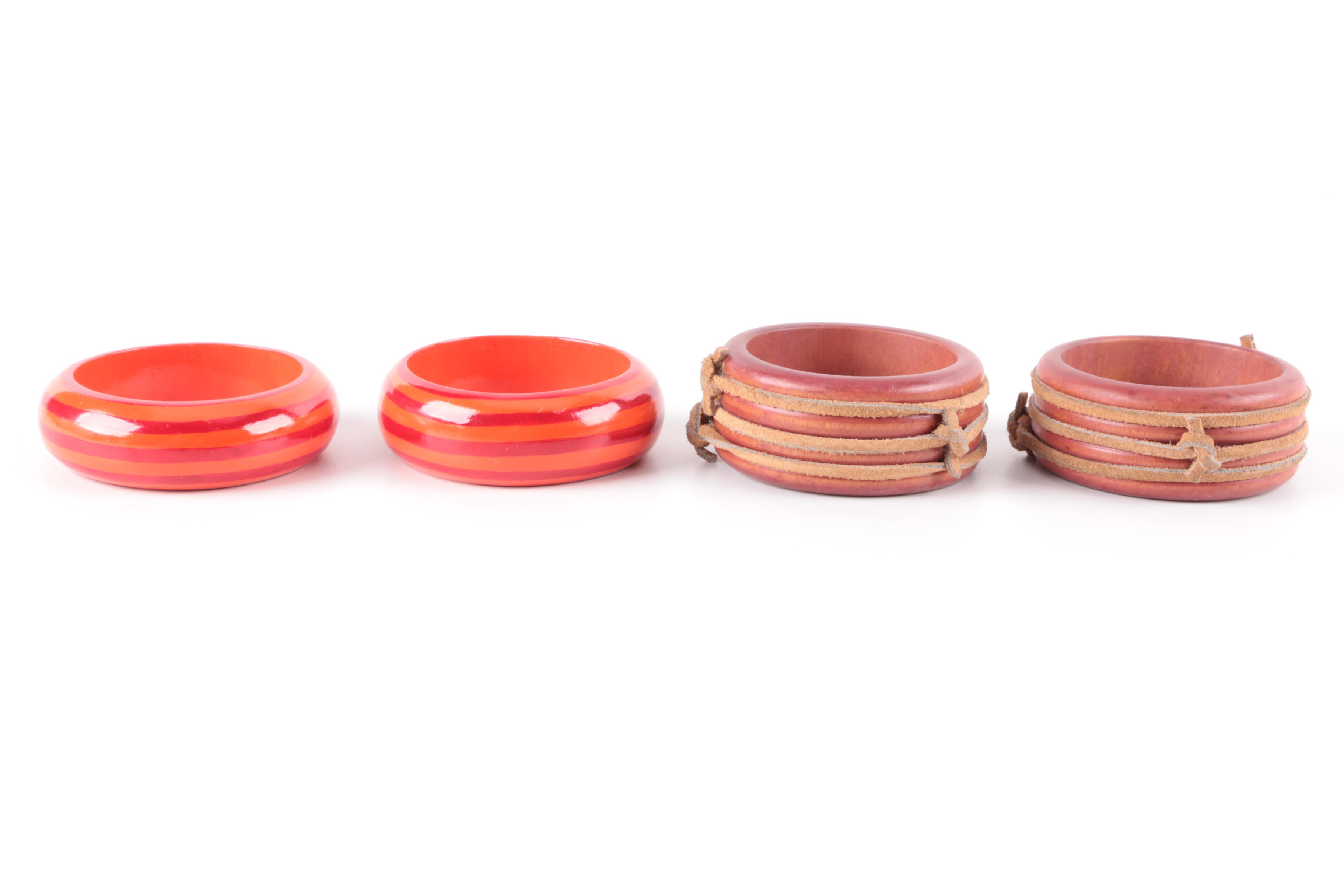 Assortment of Gold Tone Cubic Zirconia, Resin, Leather and Wood Jewelry