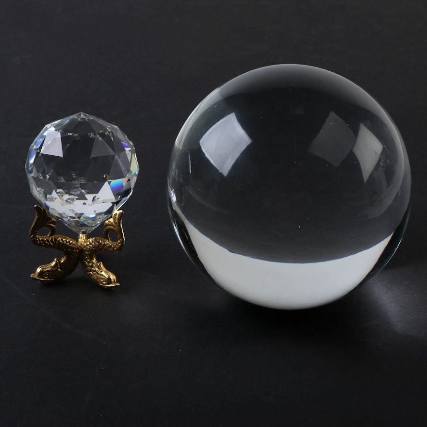 Spherical Glass Decor and Brass Stand