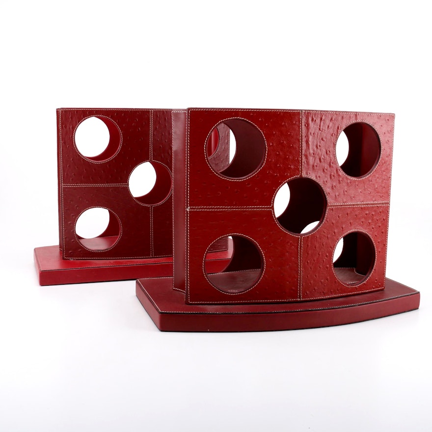 Embossed Leather Wrapped Wine Racks