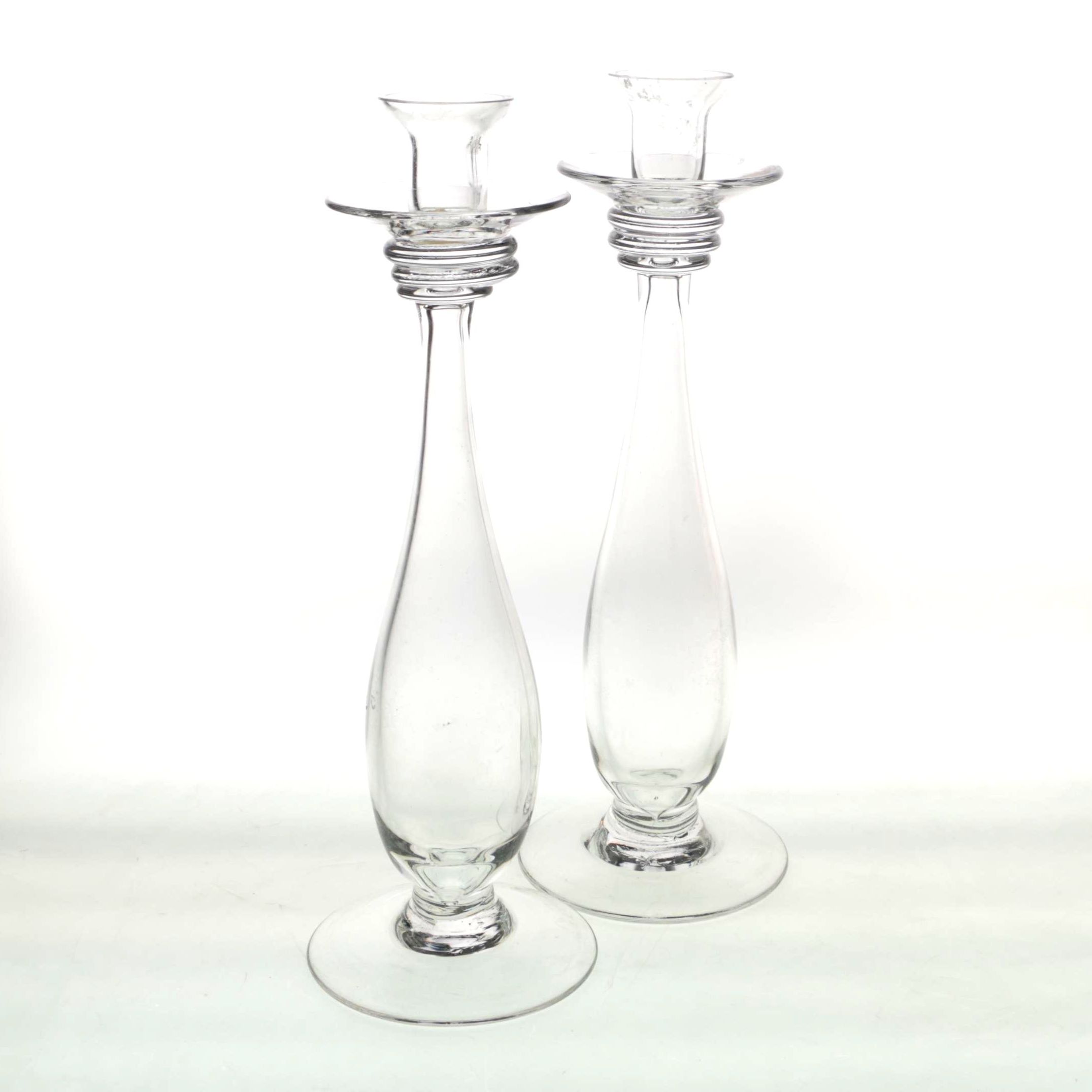 Pair of Blown Glass Candlesticks