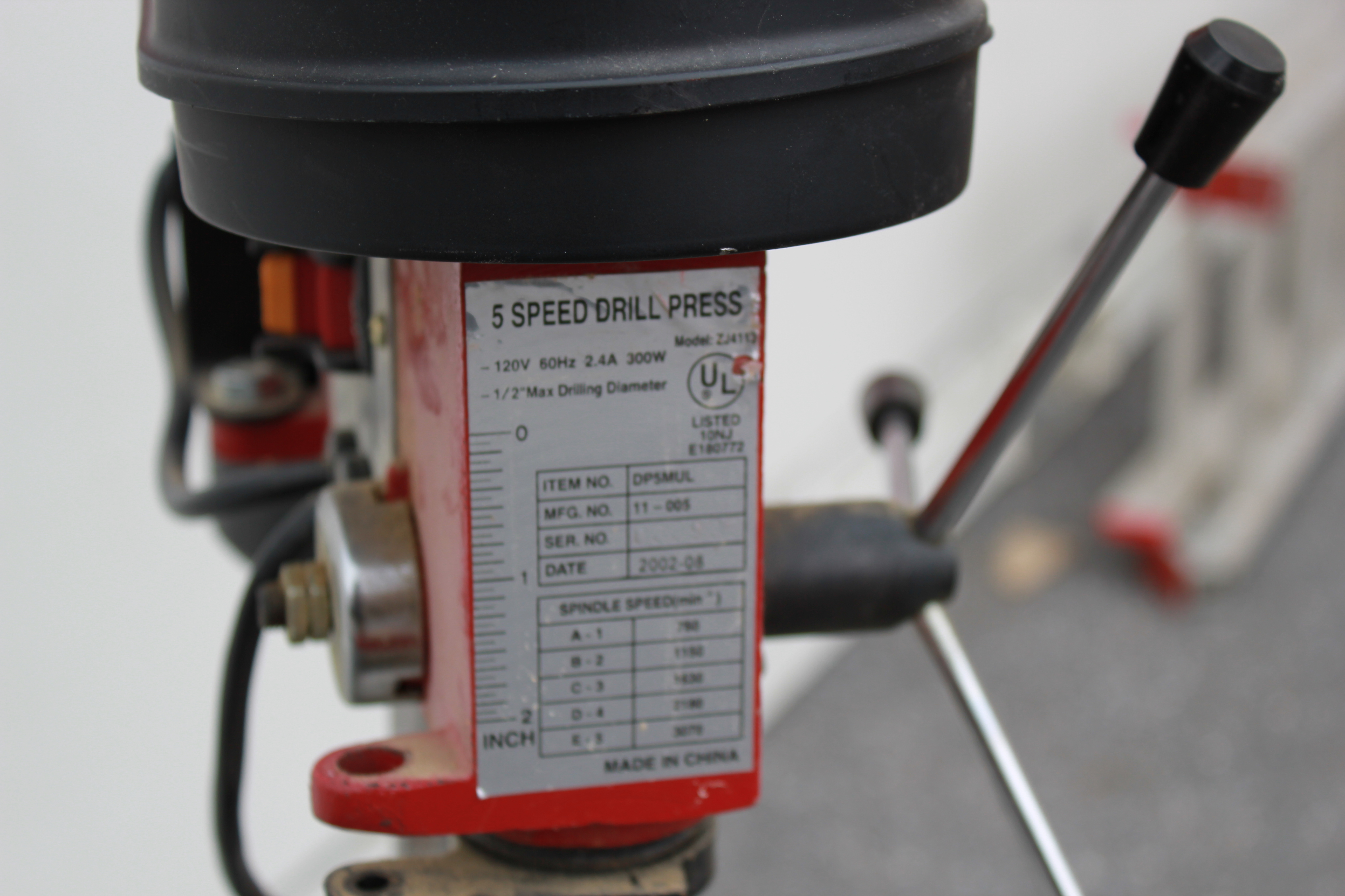 8 Inch 5 Speed Bench Drill Press Model ZJ4110