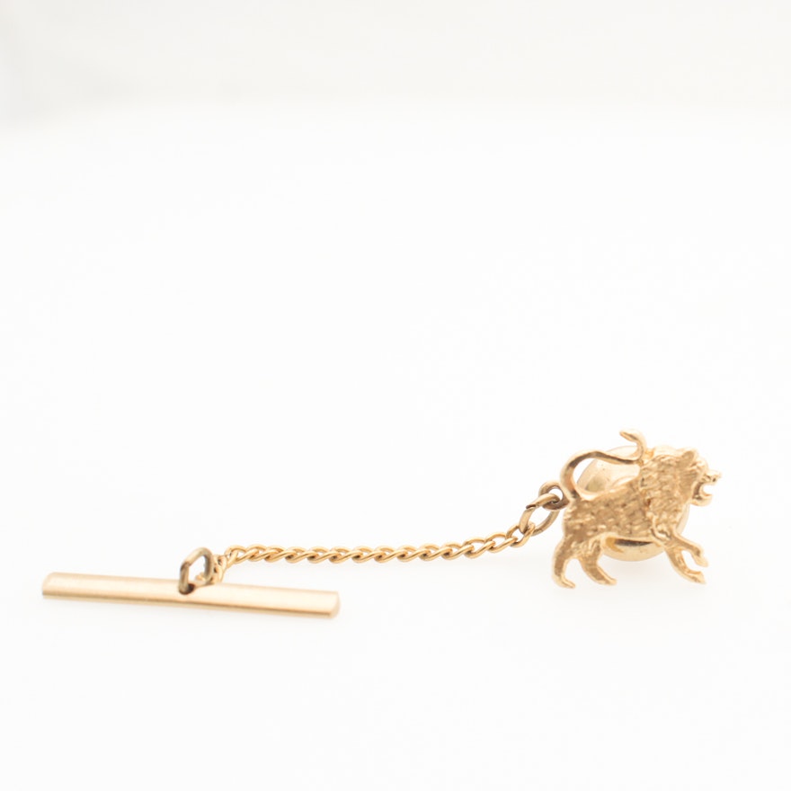 14K Yellow Gold Lion Tie Tack