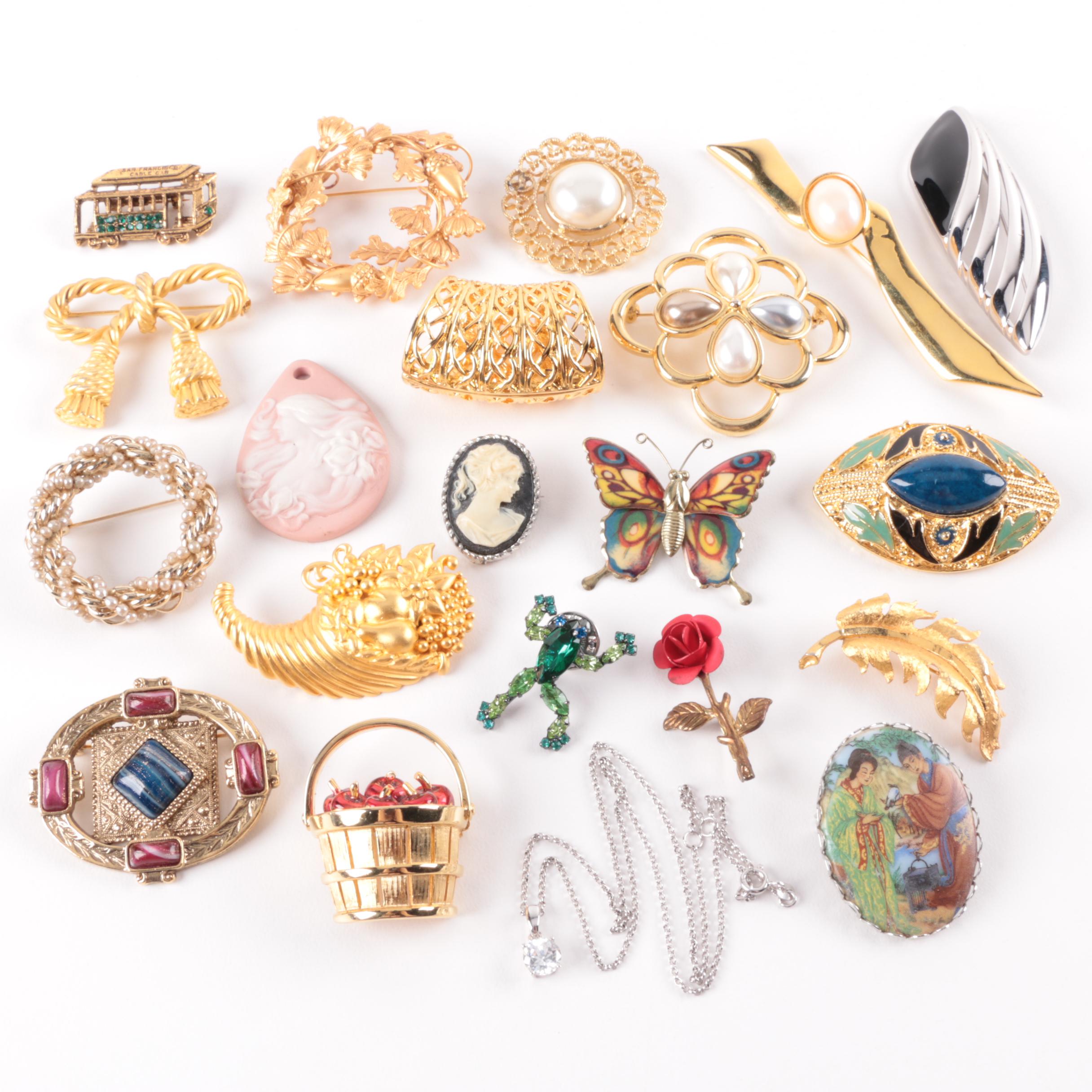 Sterling Silver, Gold and Silver Tone Foilback, Glass and Enamel Jewlery