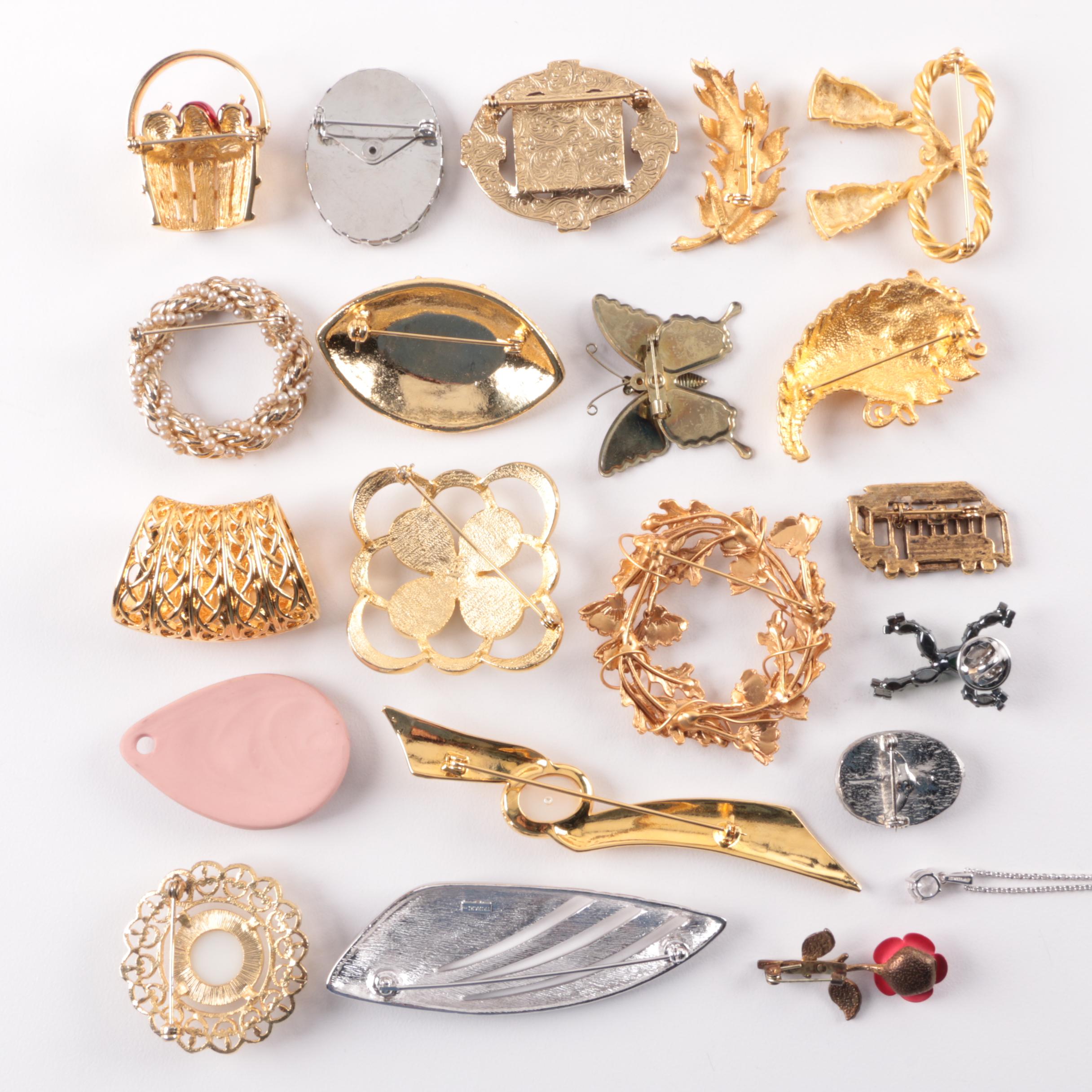 Sterling Silver, Gold and Silver Tone Foilback, Glass and Enamel Jewlery