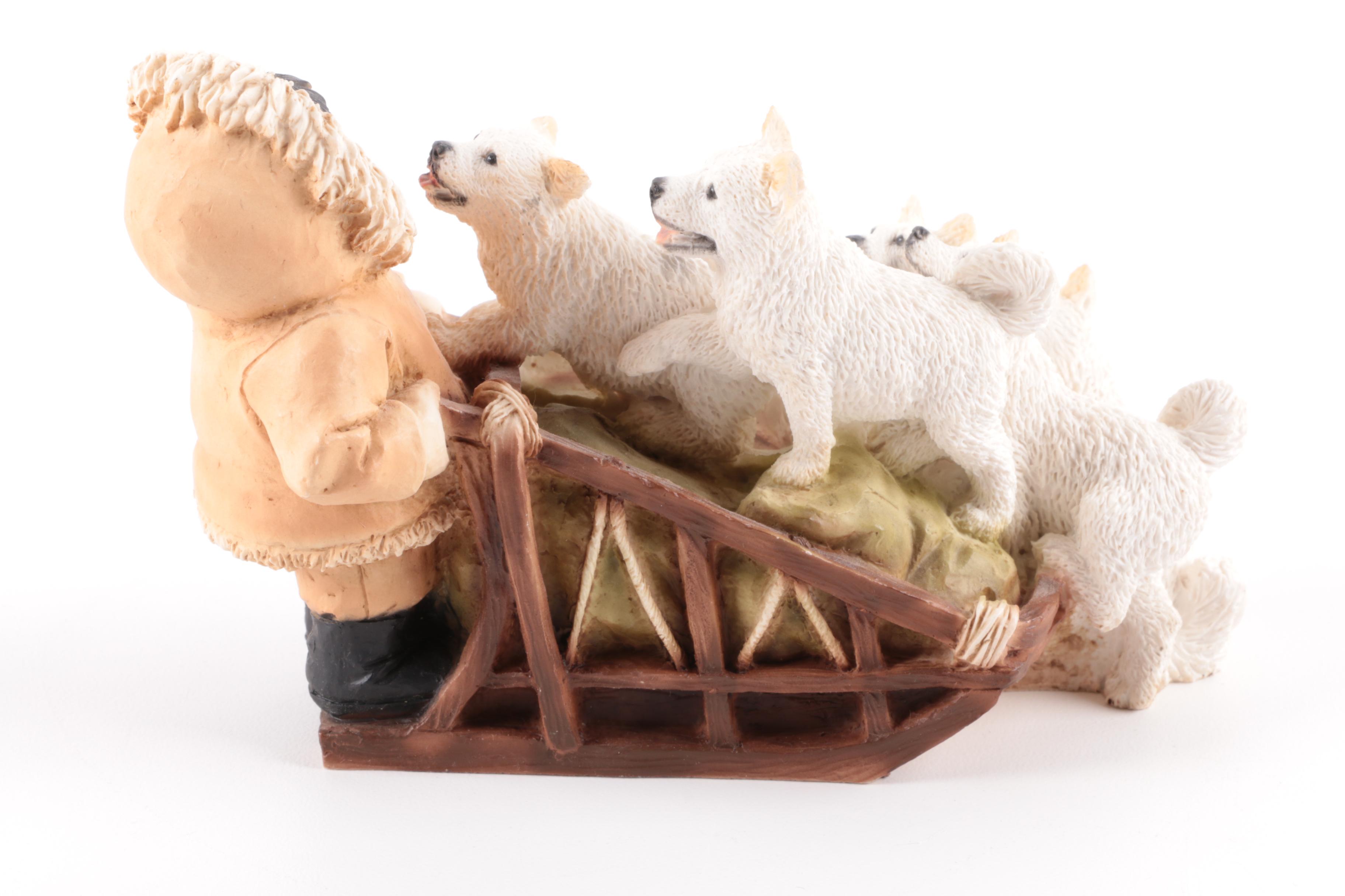 Castagna Young Inuit Musher with Sled Dogs Figurine