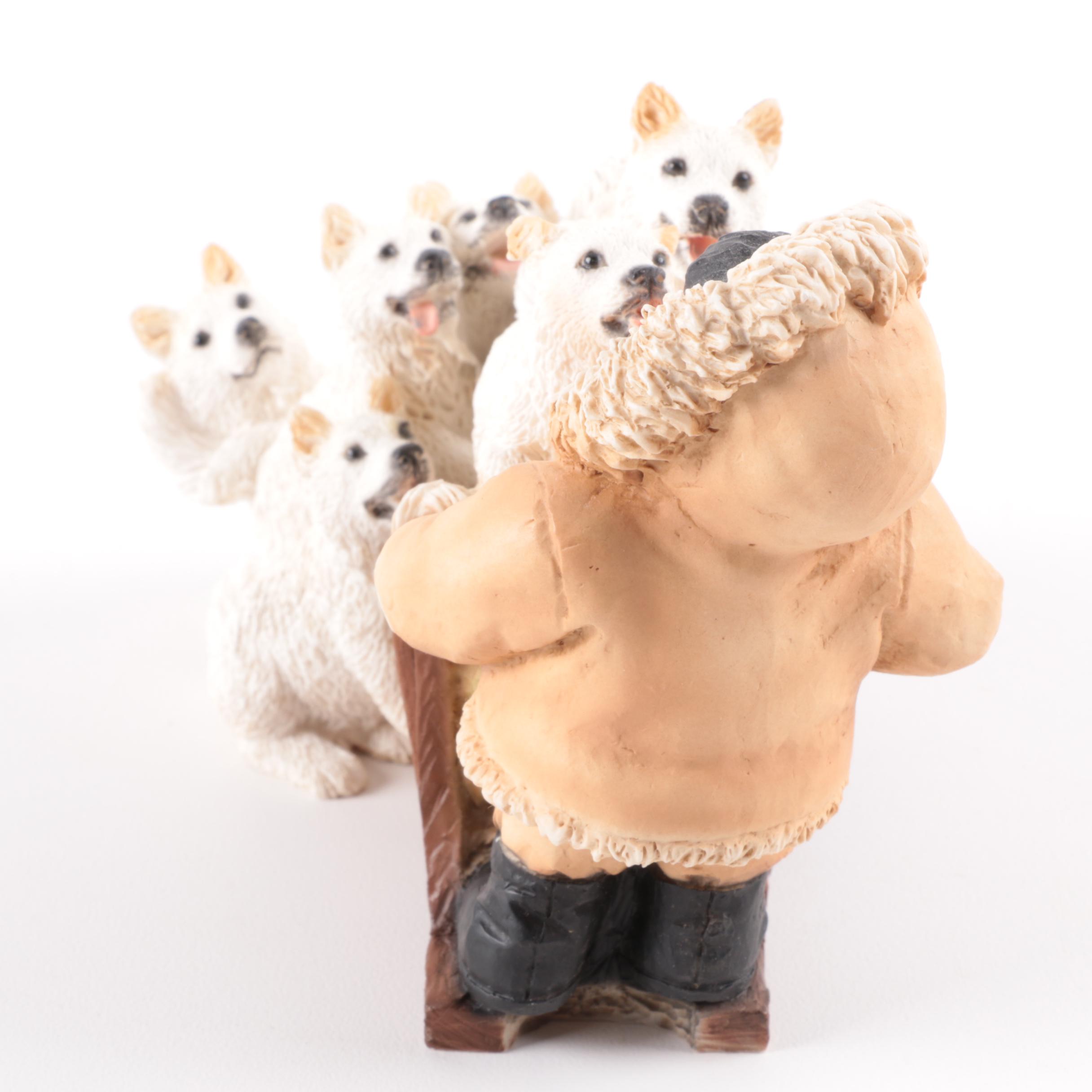 Castagna Young Inuit Musher with Sled Dogs Figurine