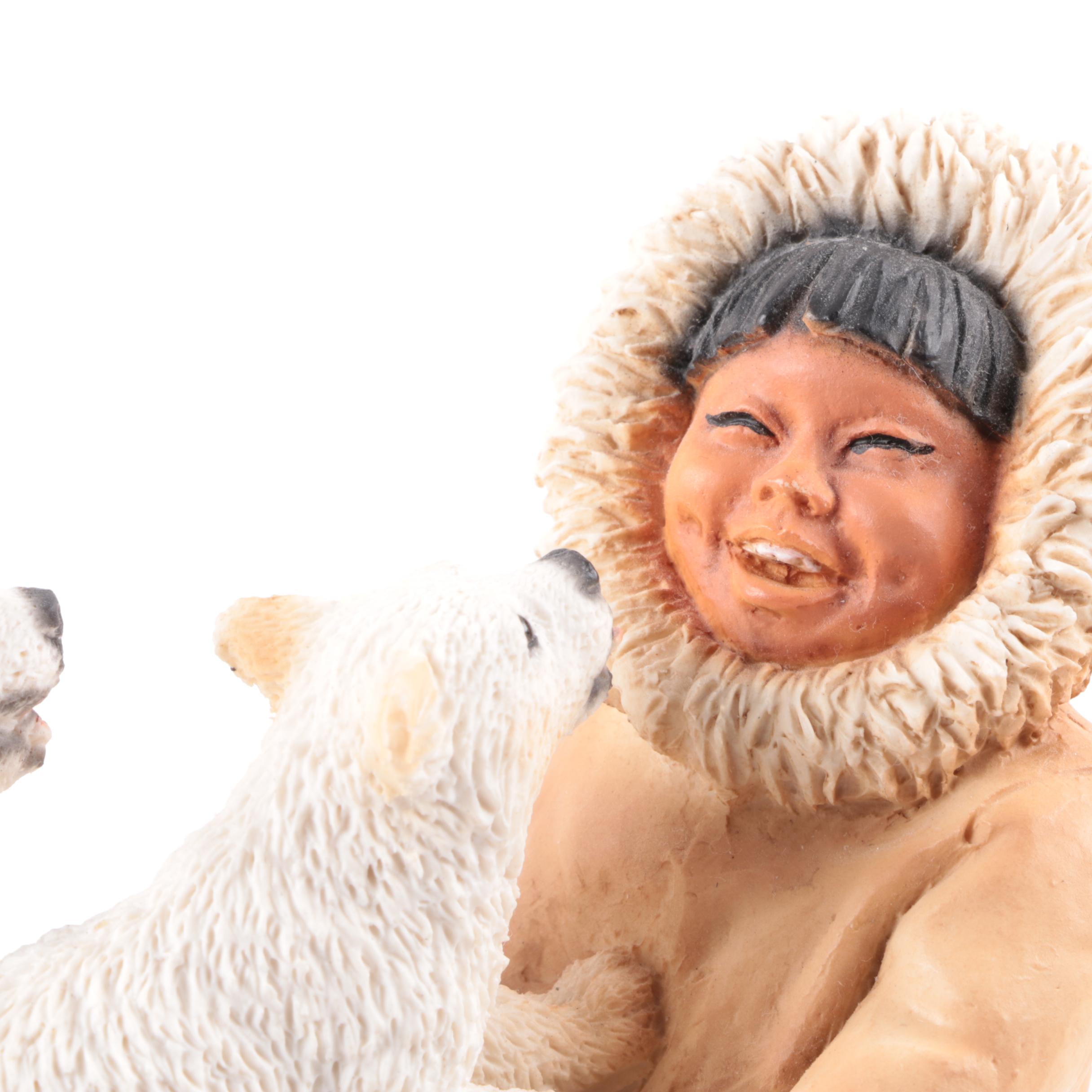 Castagna Young Inuit Musher with Sled Dogs Figurine