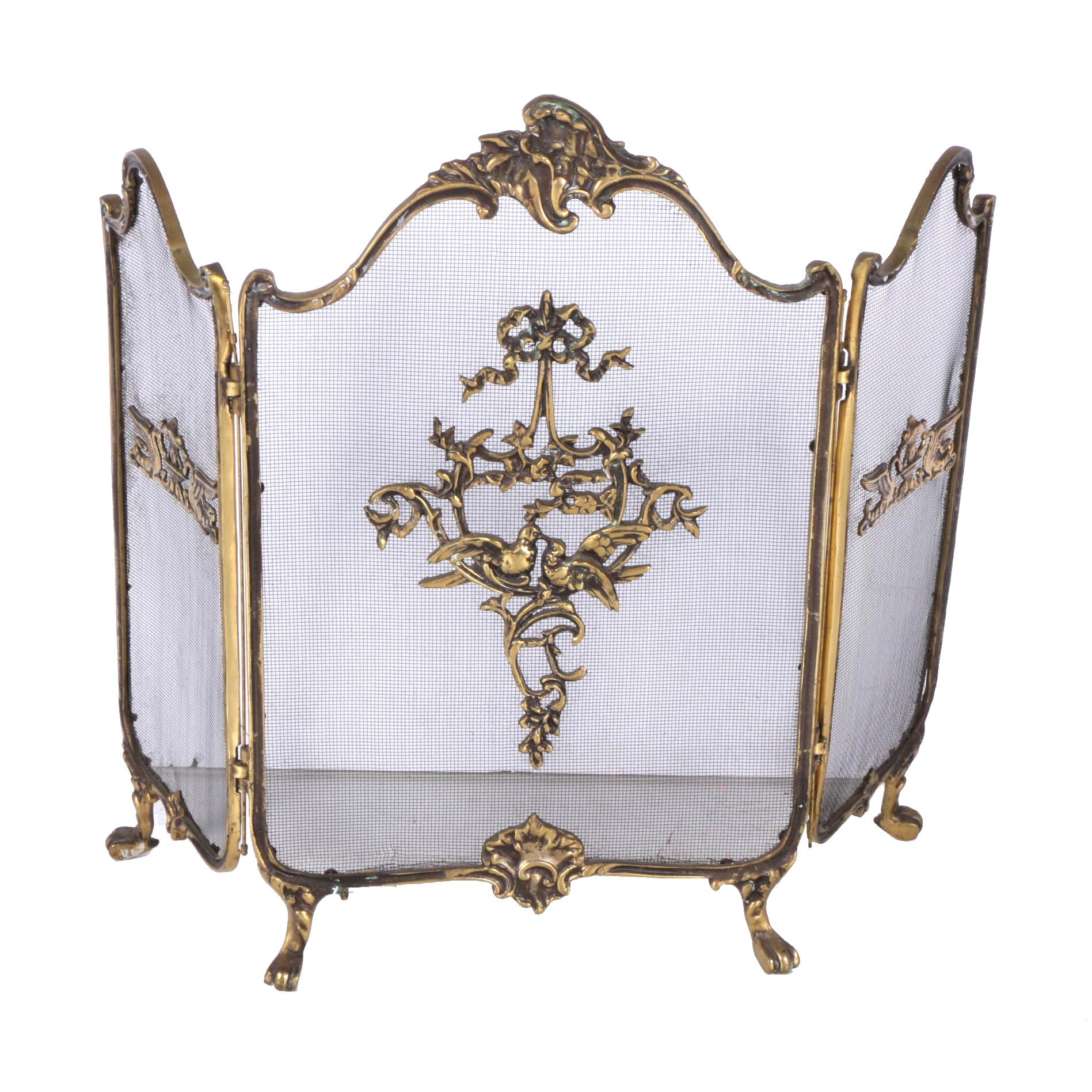 French Baroque Brass Fireplace Screen
