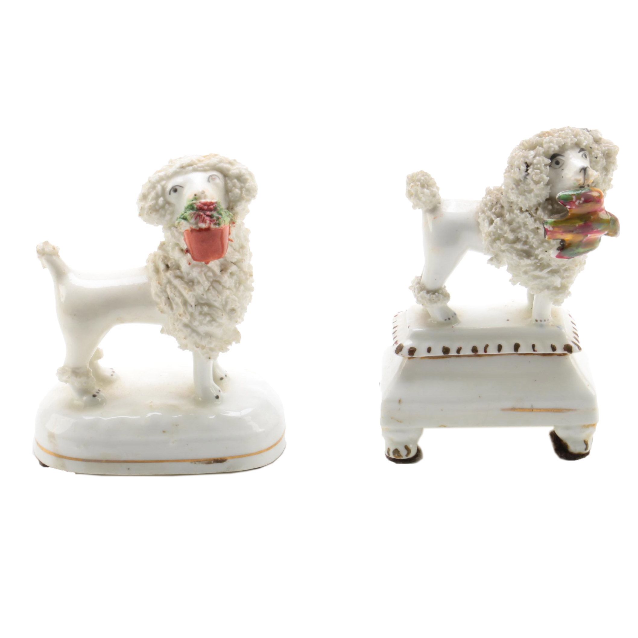 Antique Staffordshire Poodle Figurines