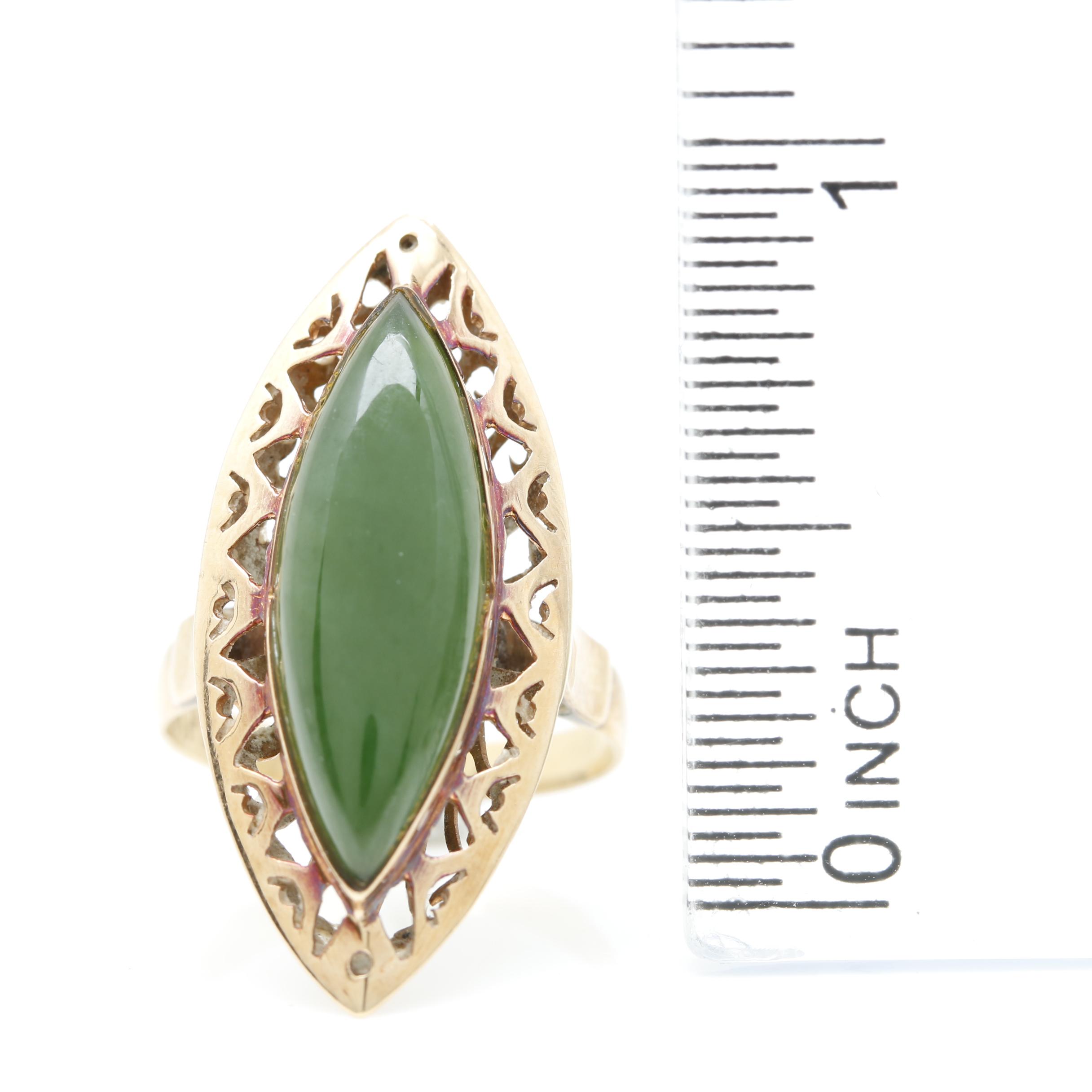 14K Yellow Gold Nephrite Ring