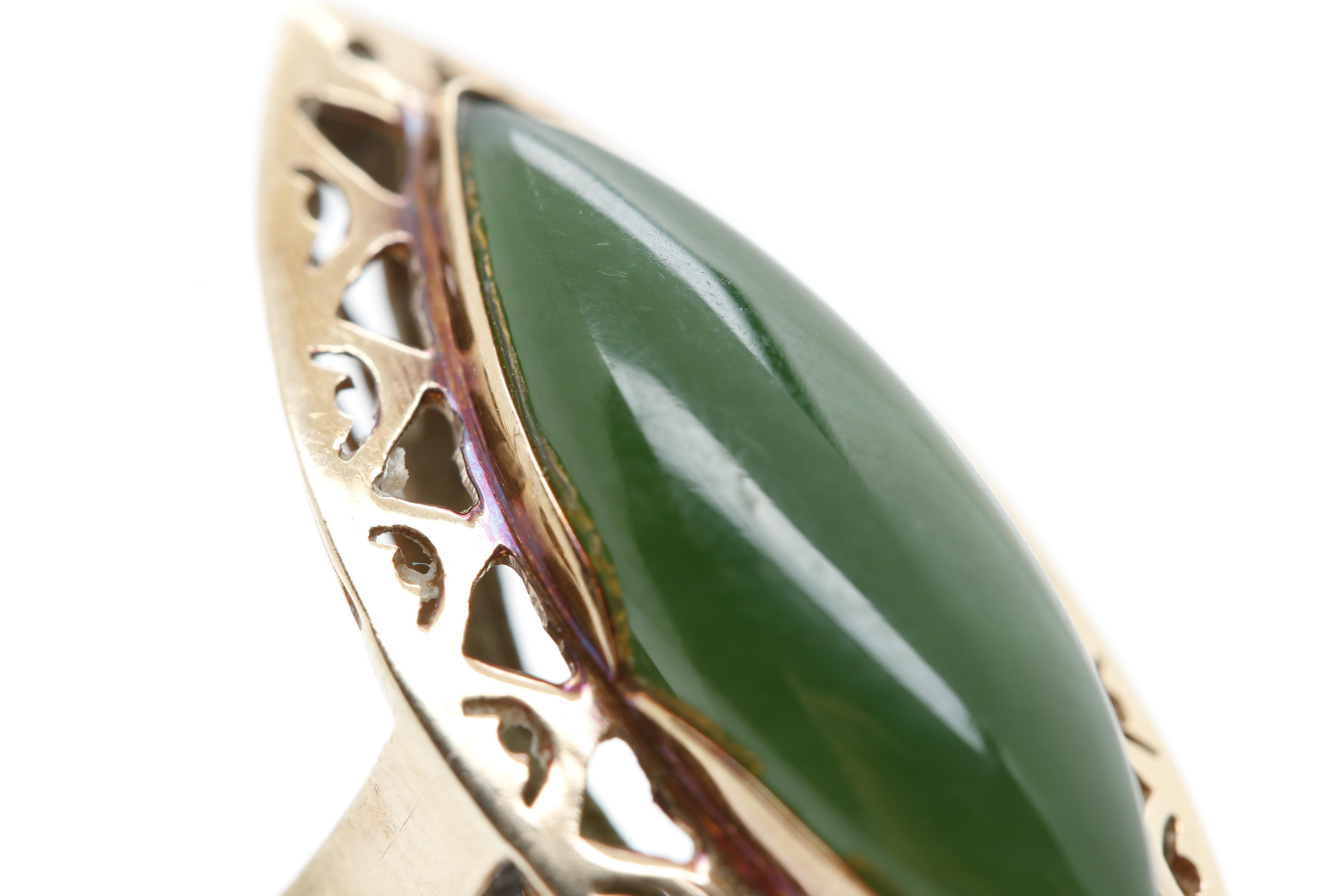 14K Yellow Gold Nephrite Ring