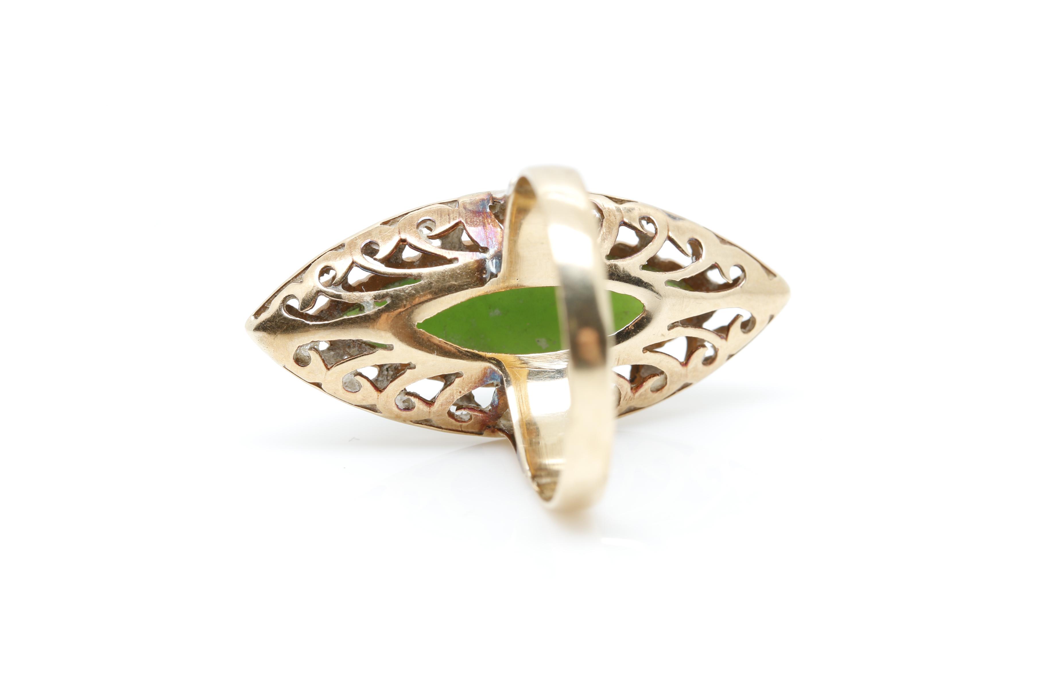 14K Yellow Gold Nephrite Ring