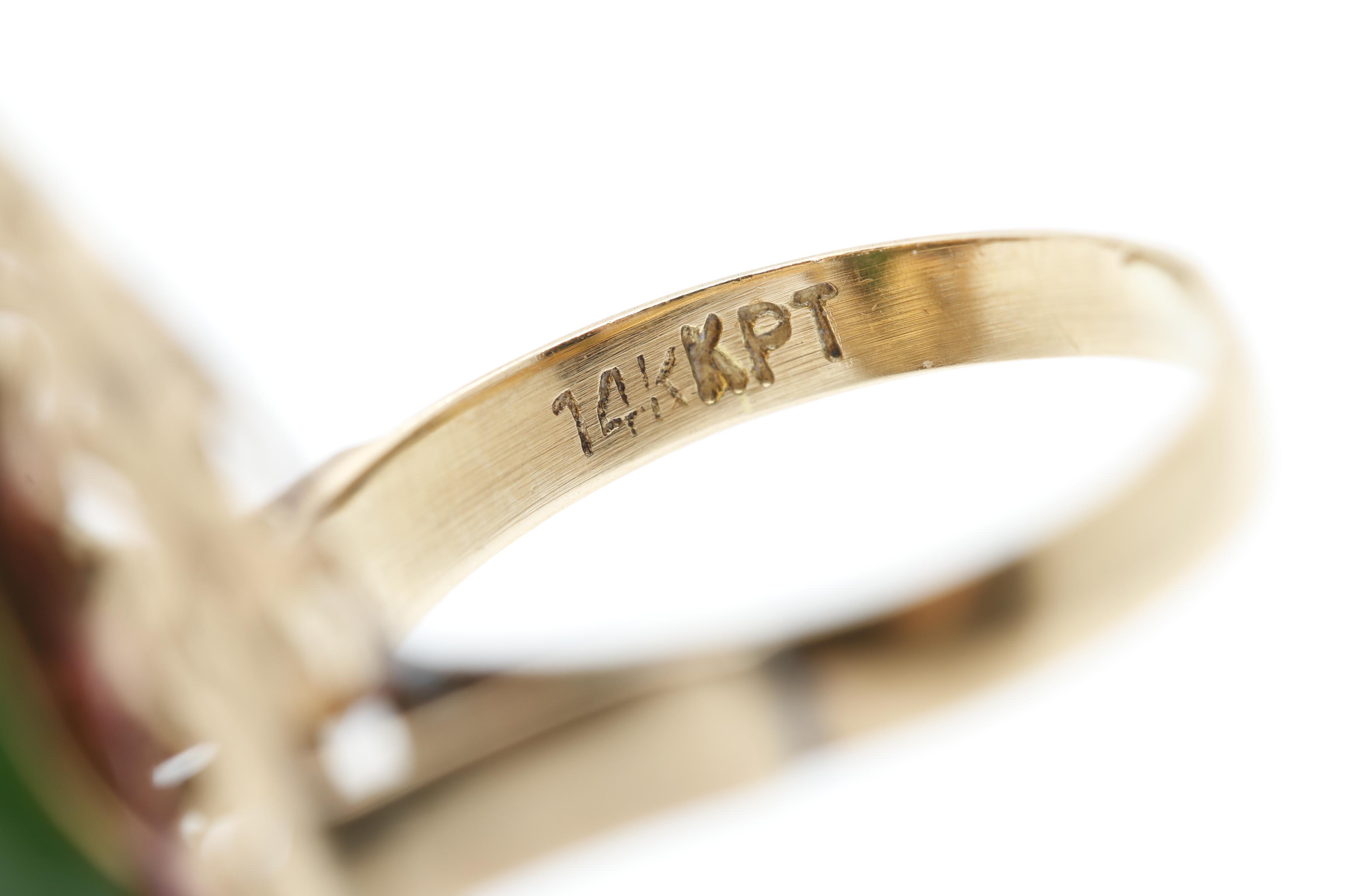 14K Yellow Gold Nephrite Ring