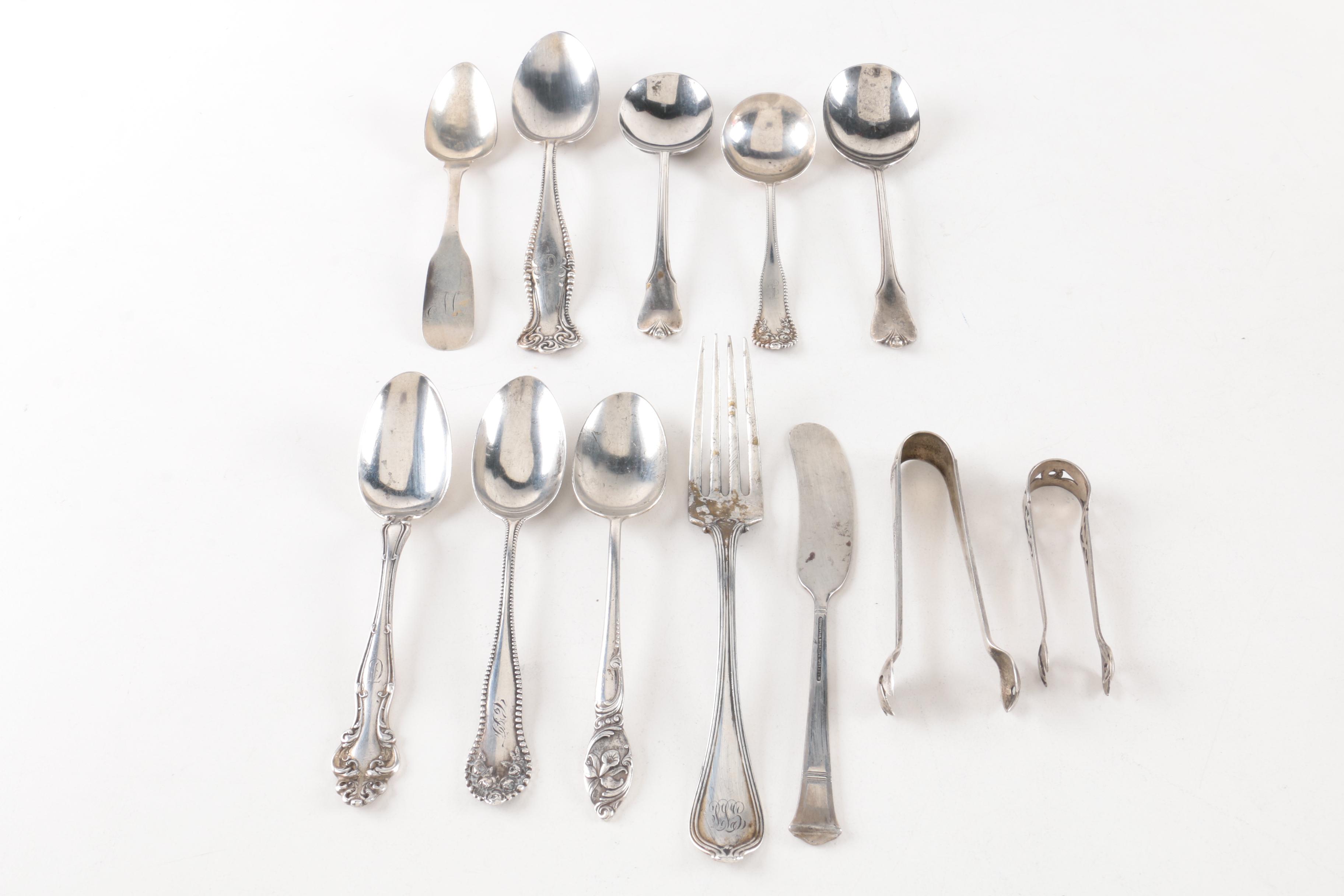 Tiffany & Co "Windham" Sterling Knife and Assorted Coin and Sterling Flatware