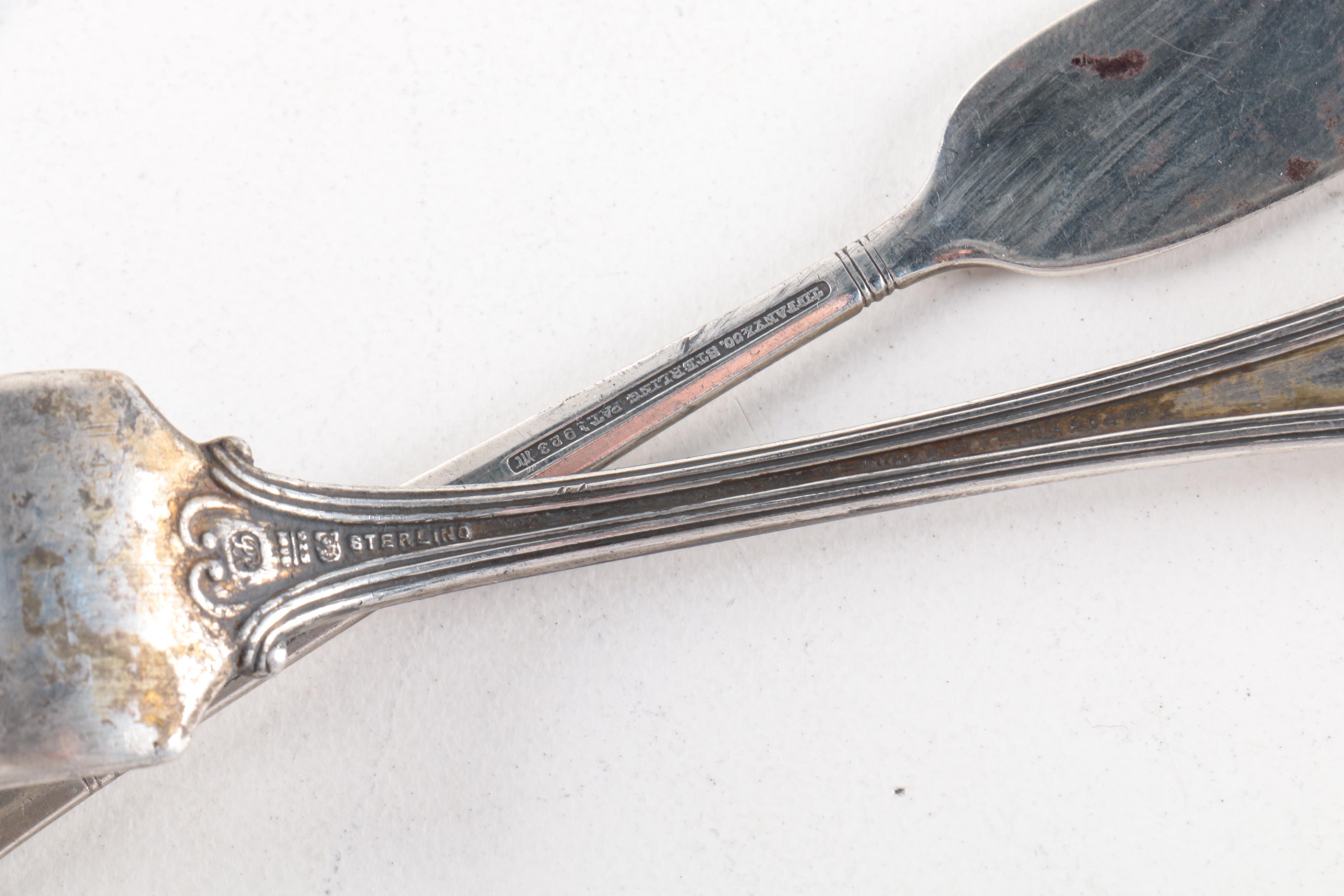 Tiffany & Co "Windham" Sterling Knife and Assorted Coin and Sterling Flatware