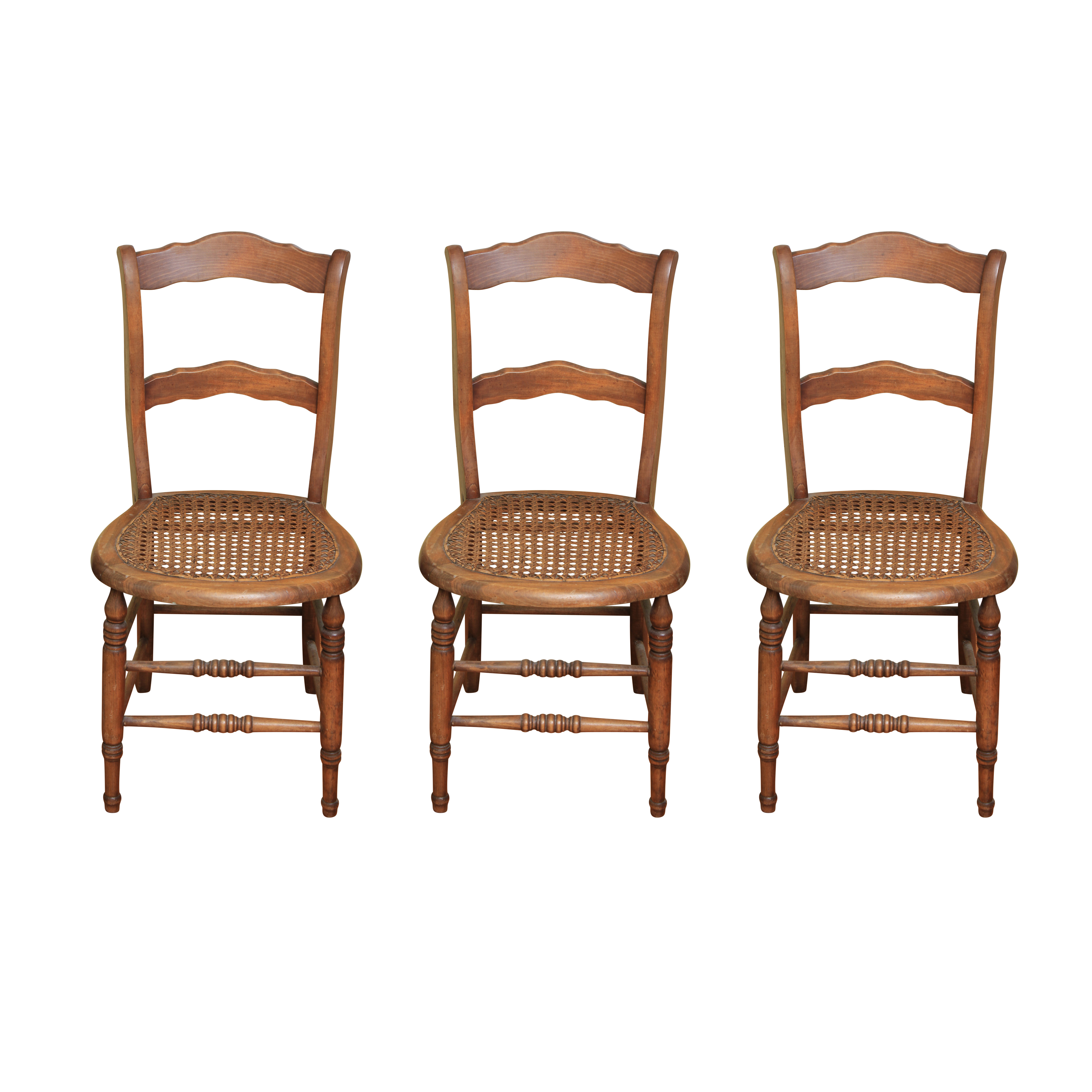 Set of Three Antique Cane Seat Side Chairs