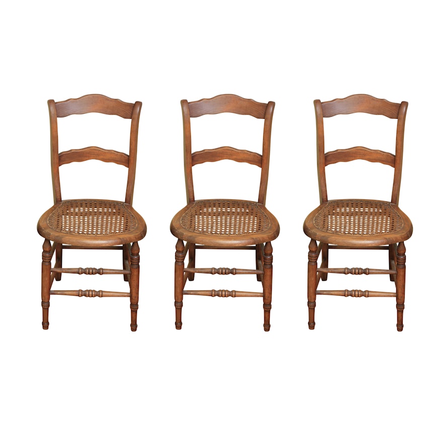 Set of Three Antique Cane Seat Side Chairs