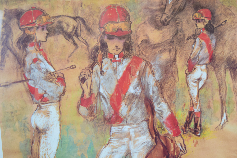 Offset Lithographic Reproduction Print After Leroy Neiman "Girl Jockey"