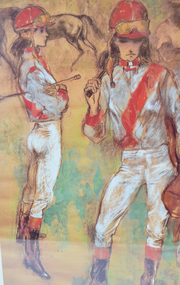Offset Lithographic Reproduction Print After Leroy Neiman "Girl Jockey"