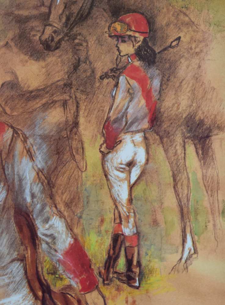 Offset Lithographic Reproduction Print After Leroy Neiman "Girl Jockey"