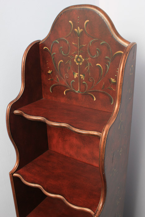 Bookshelf with Painted Floral Accents