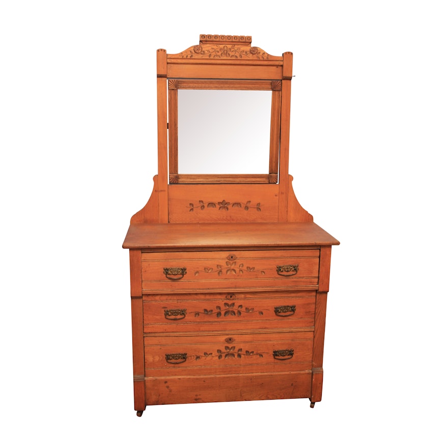 Vintage Chest of Drawers with Attached Mirror