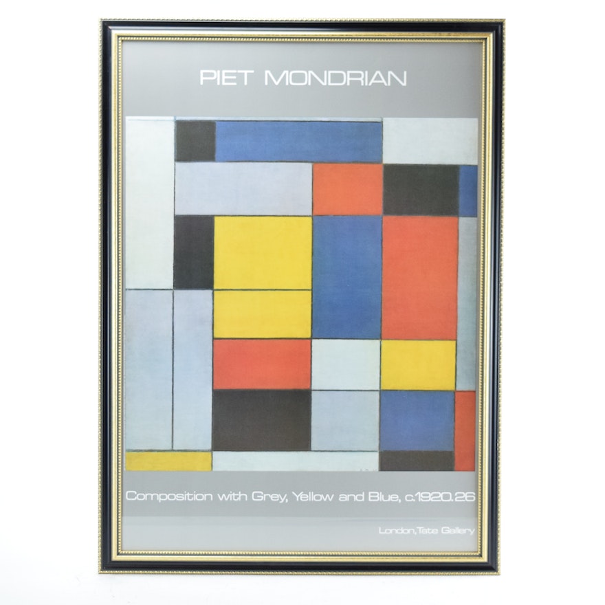 Offset Lithograph Gallery Poster After Piet Mondrian "No. VI/Composition No. II"