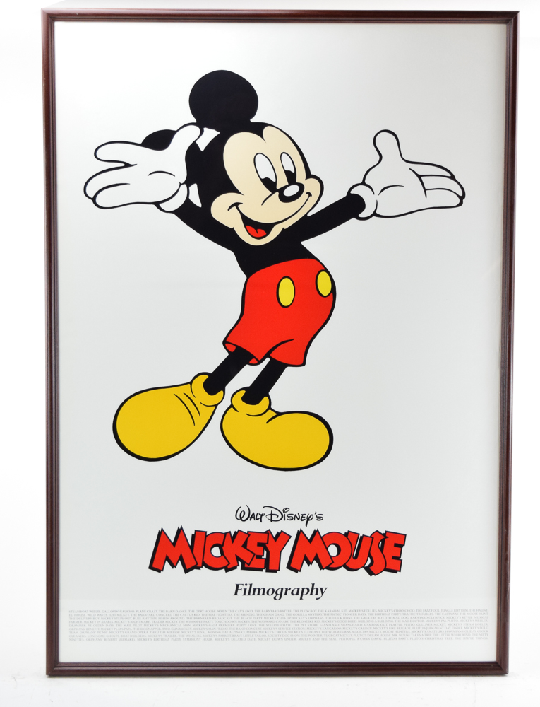 1980s Offset Lithograph Poster "Walt Disney's Mickey Mouse Filmography"