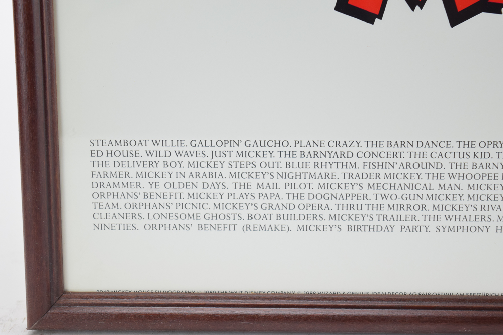 1980s Offset Lithograph Poster "Walt Disney's Mickey Mouse Filmography"