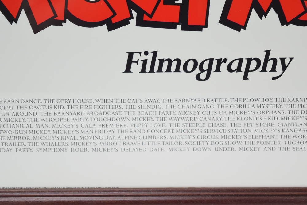 1980s Offset Lithograph Poster "Walt Disney's Mickey Mouse Filmography"
