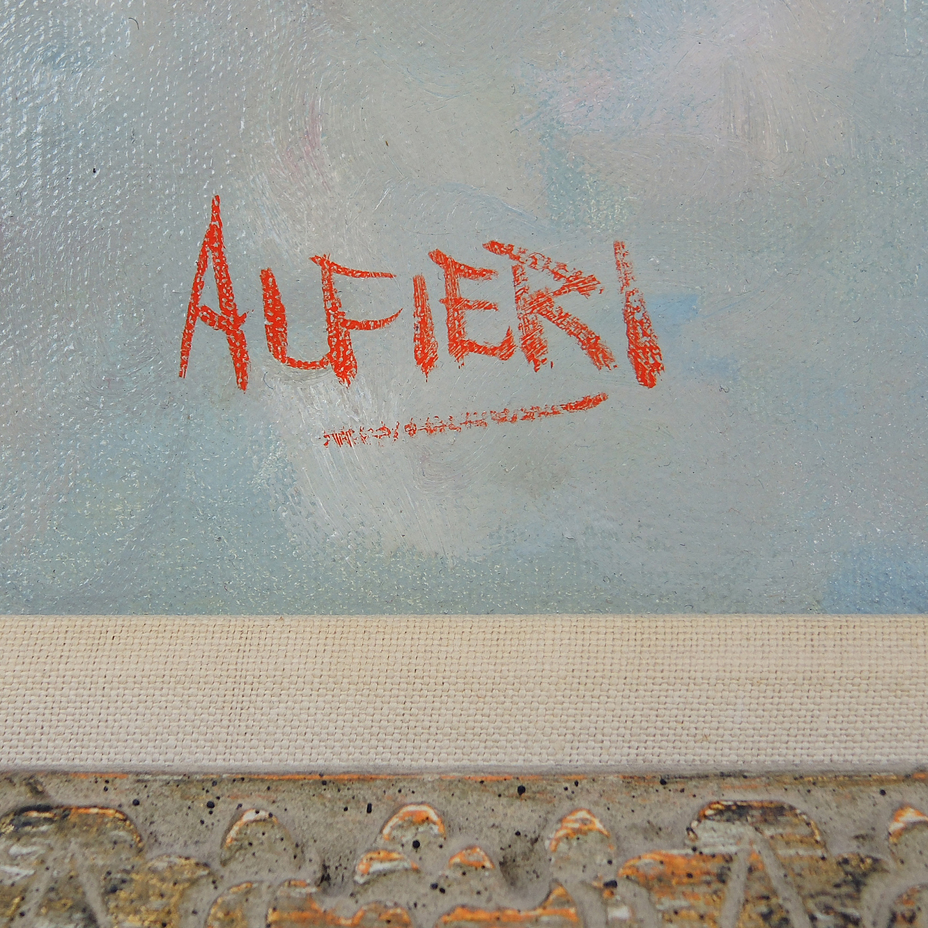 Philippe Alfieri Oil Painting on Canvas "Young Woman in a Purple Scarf"