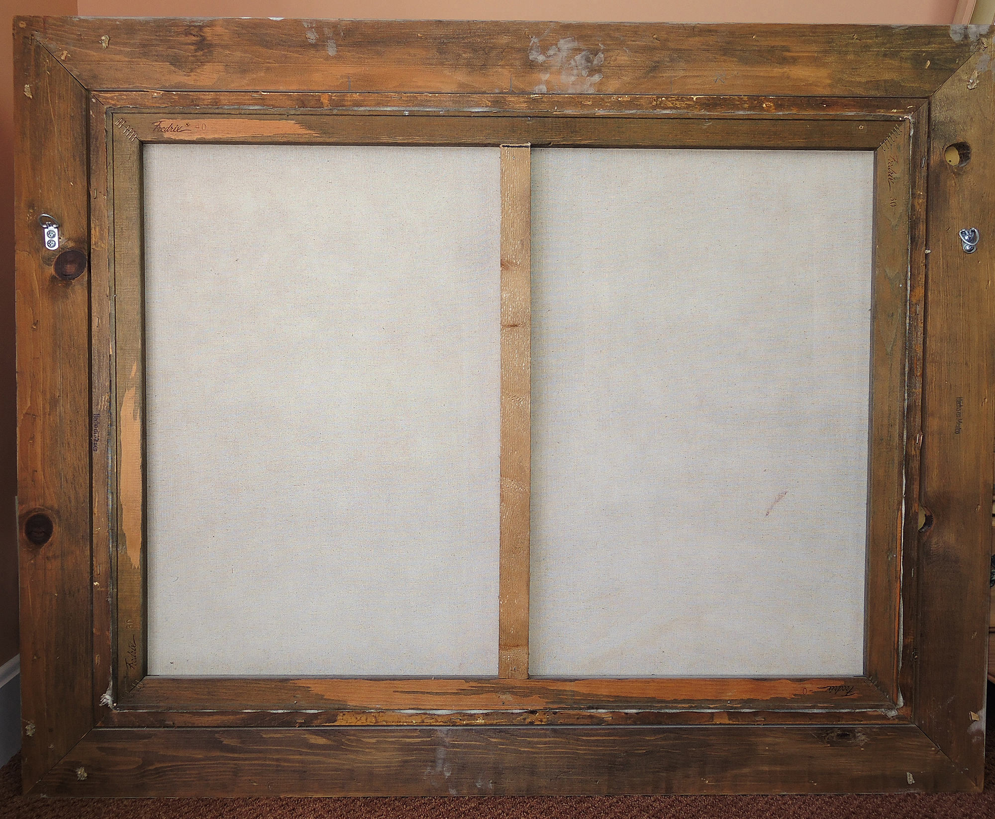 H. Peter Acrylic Painting on Canvas "Garden View with Wicker Rocking Chair"