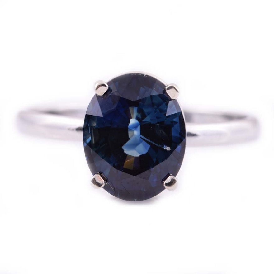 Platinum and 4.09 CT Sapphire Ring