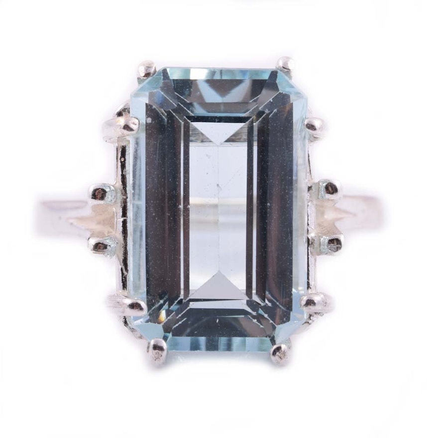 Sterling Silver and 6.50 CT Aquamarine Cocktail Ring