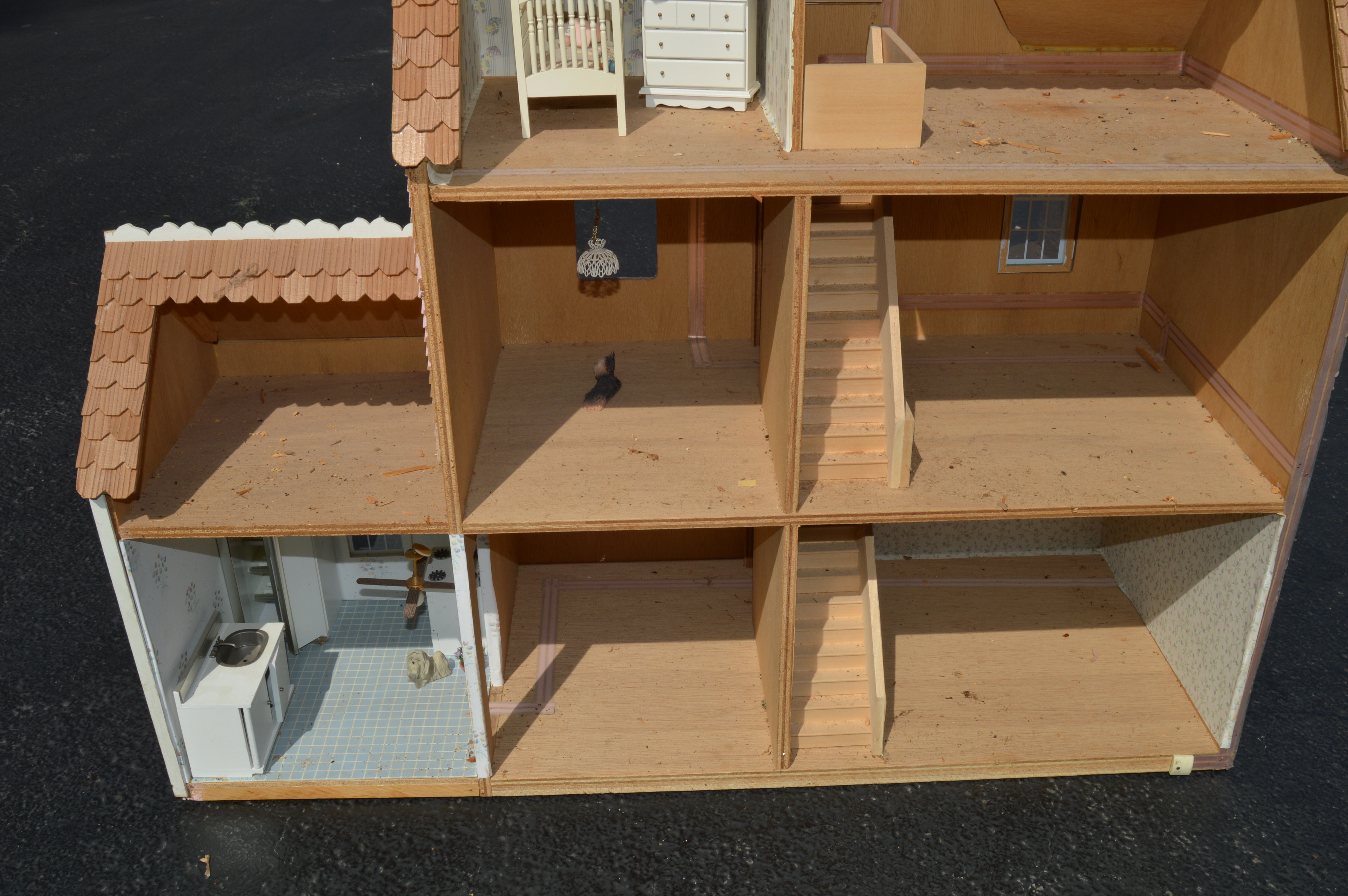 Vintage Pink Farmhouse Dollhouse and Gazebo