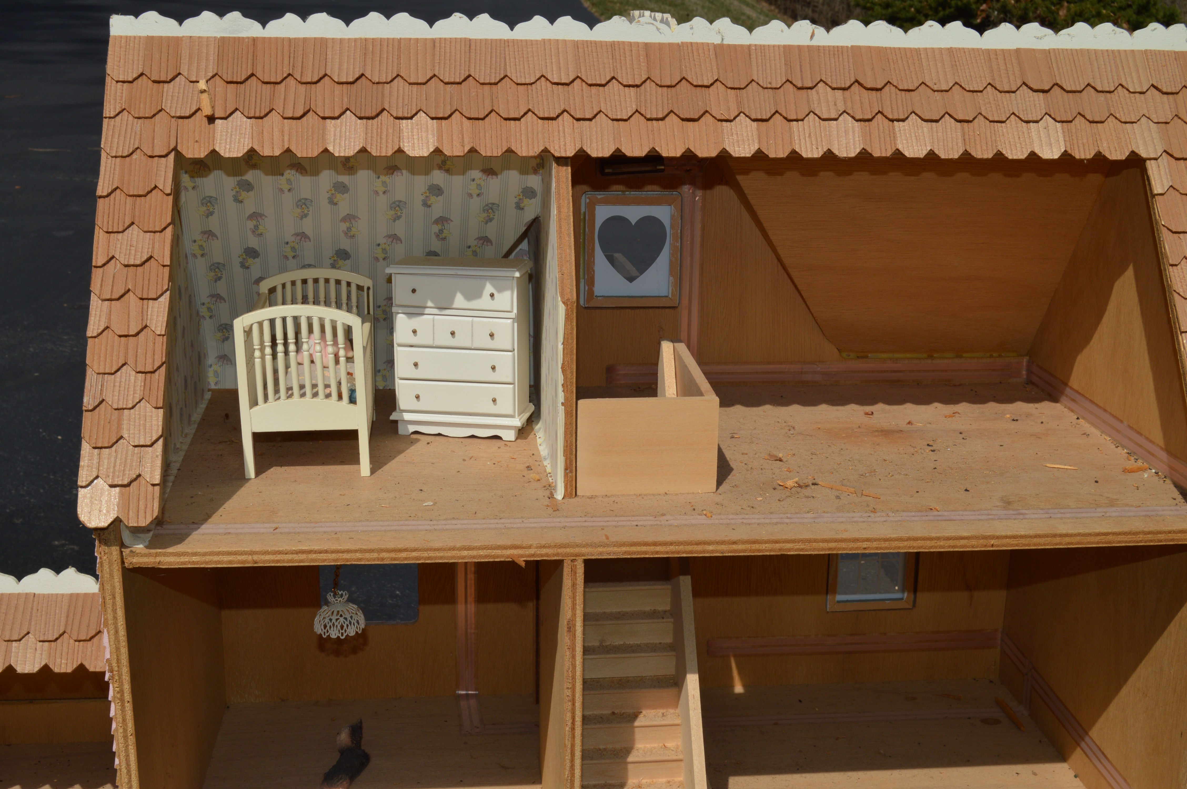 Vintage Pink Farmhouse Dollhouse and Gazebo