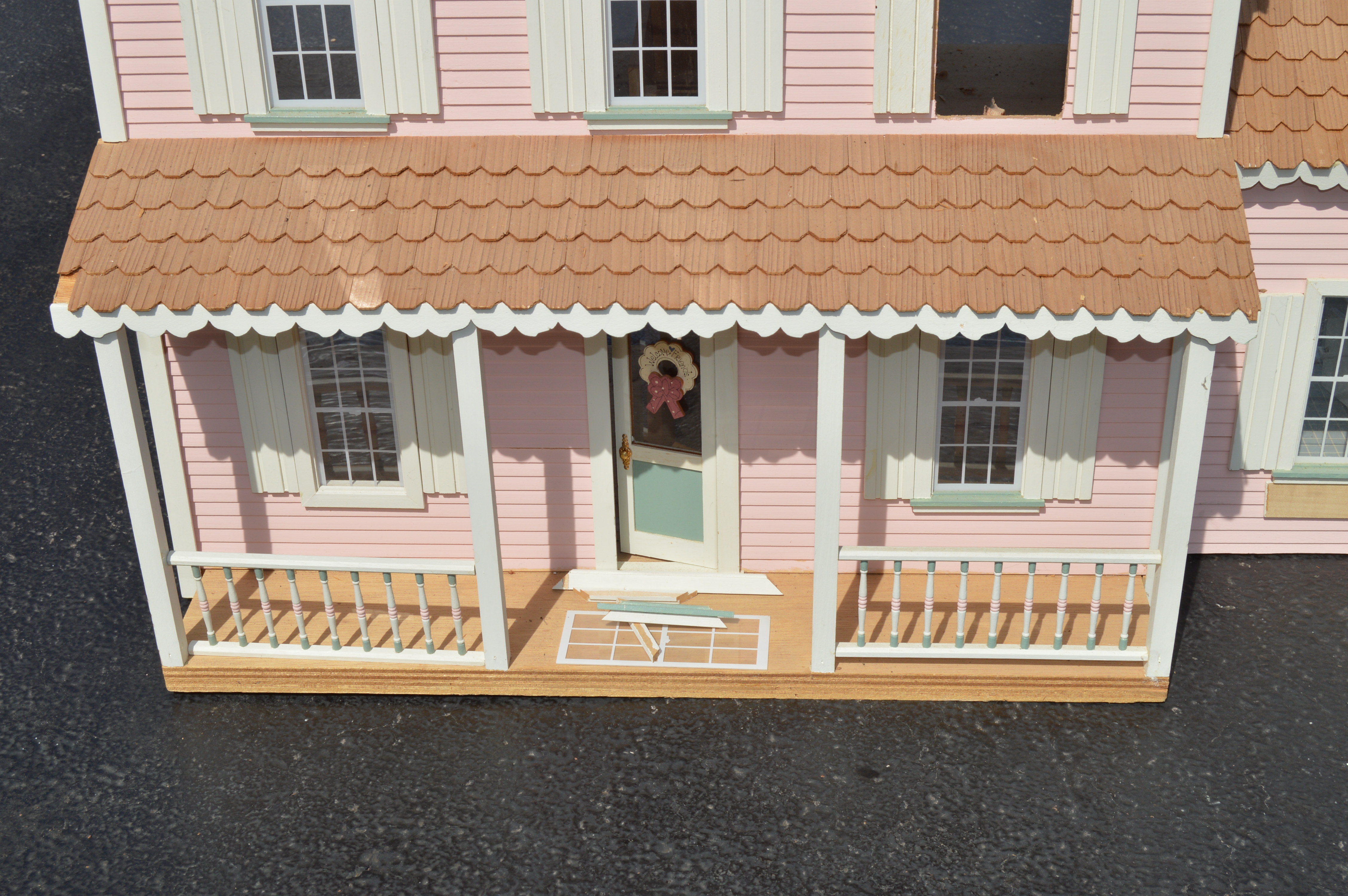 Vintage Pink Farmhouse Dollhouse and Gazebo