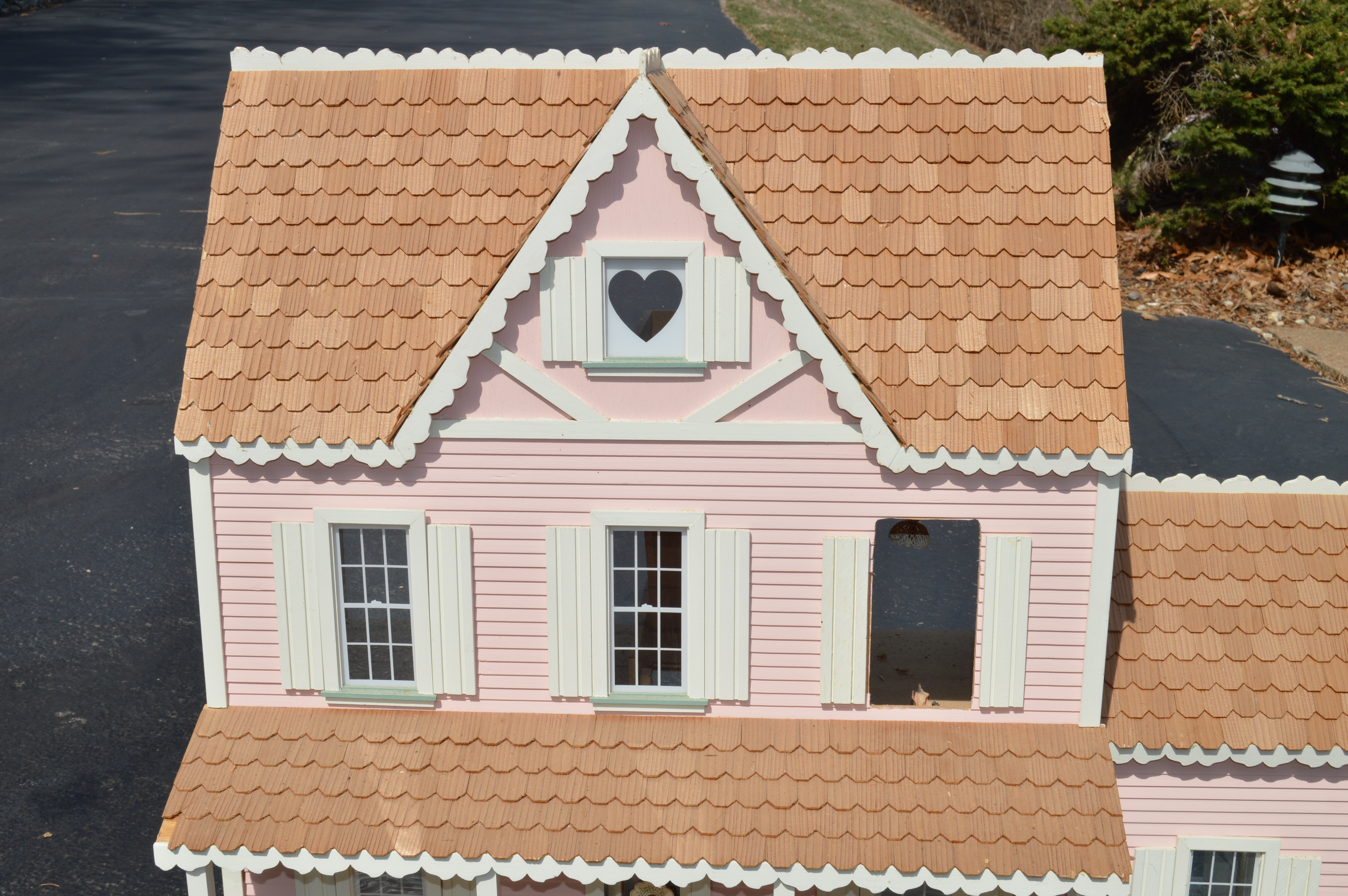 Vintage Pink Farmhouse Dollhouse and Gazebo