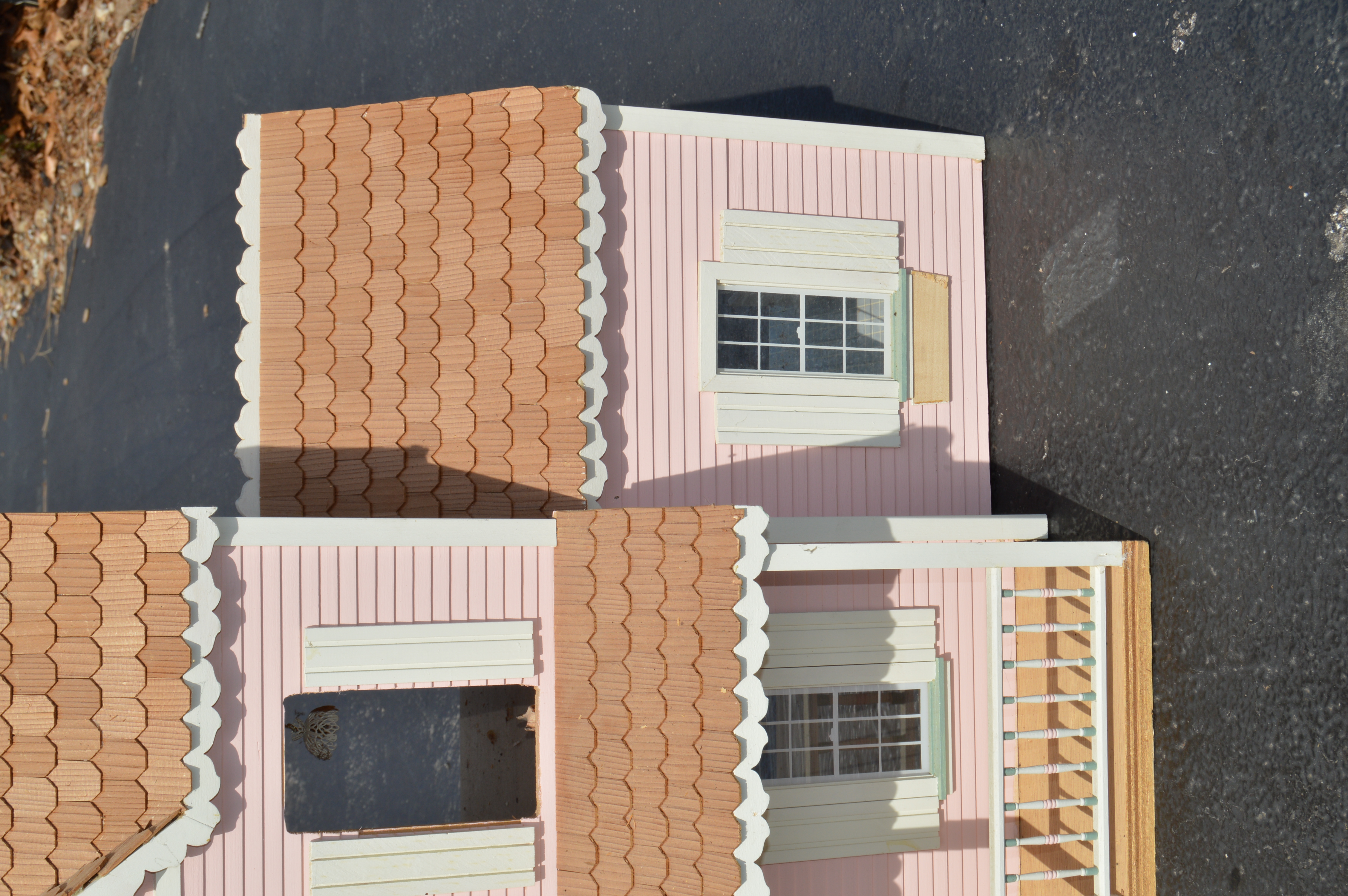 Vintage Pink Farmhouse Dollhouse and Gazebo