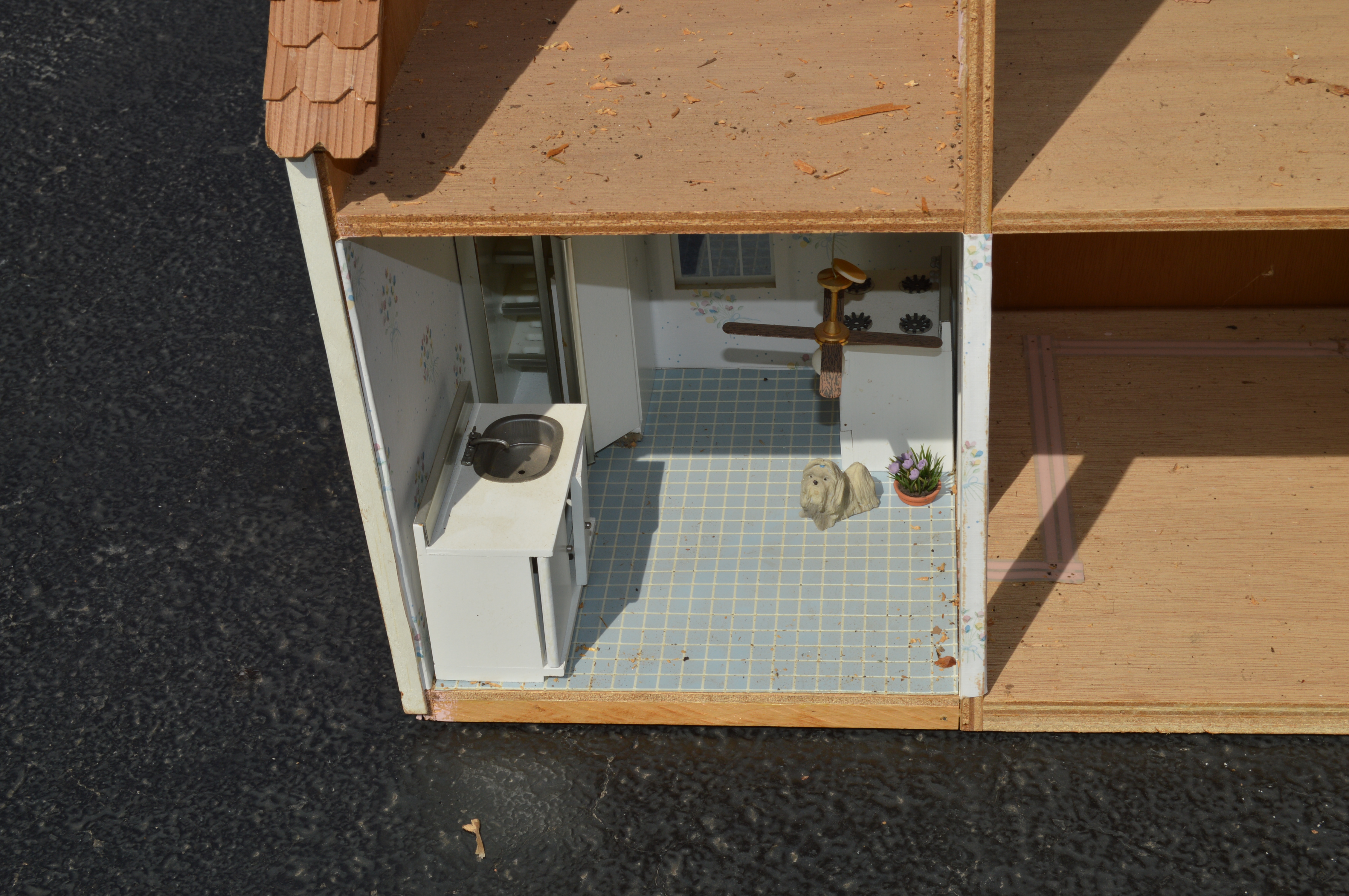 Vintage Pink Farmhouse Dollhouse and Gazebo