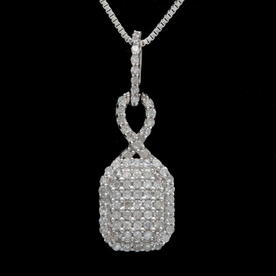 Sterling Silver and Diamond Pendant with Chain