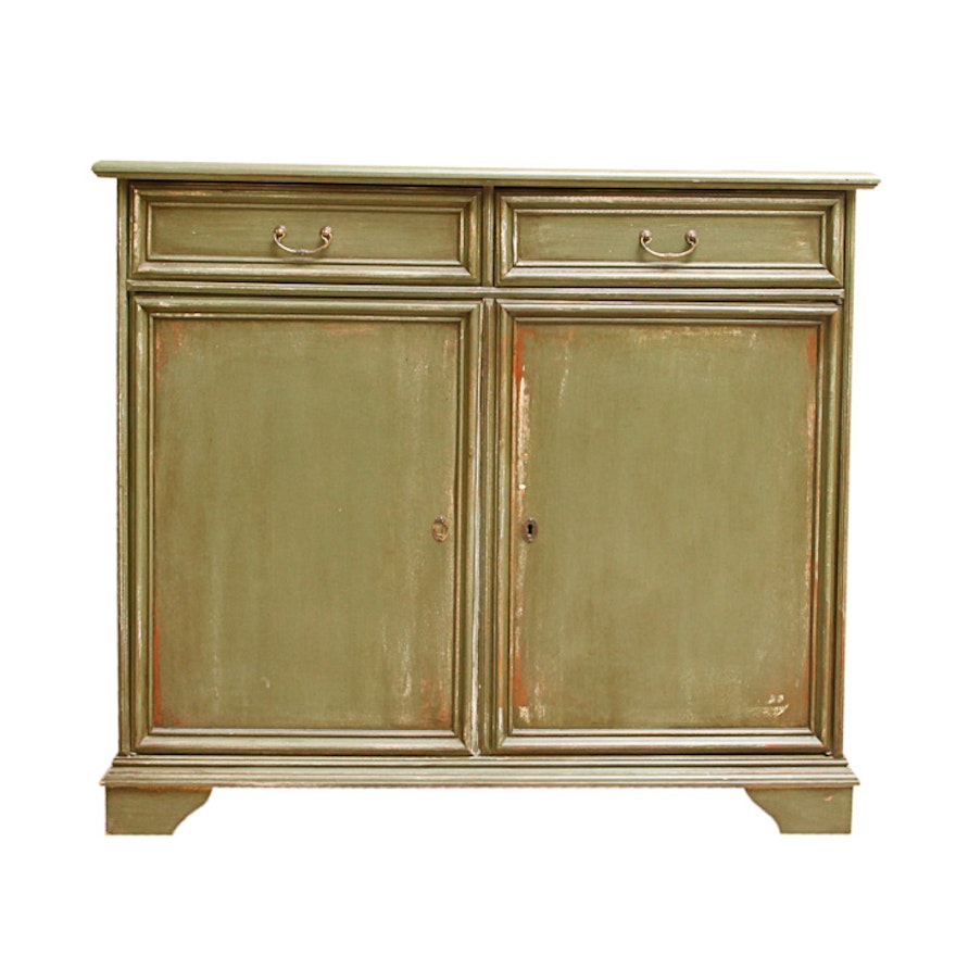 Distressed Green-Painted Sideboard