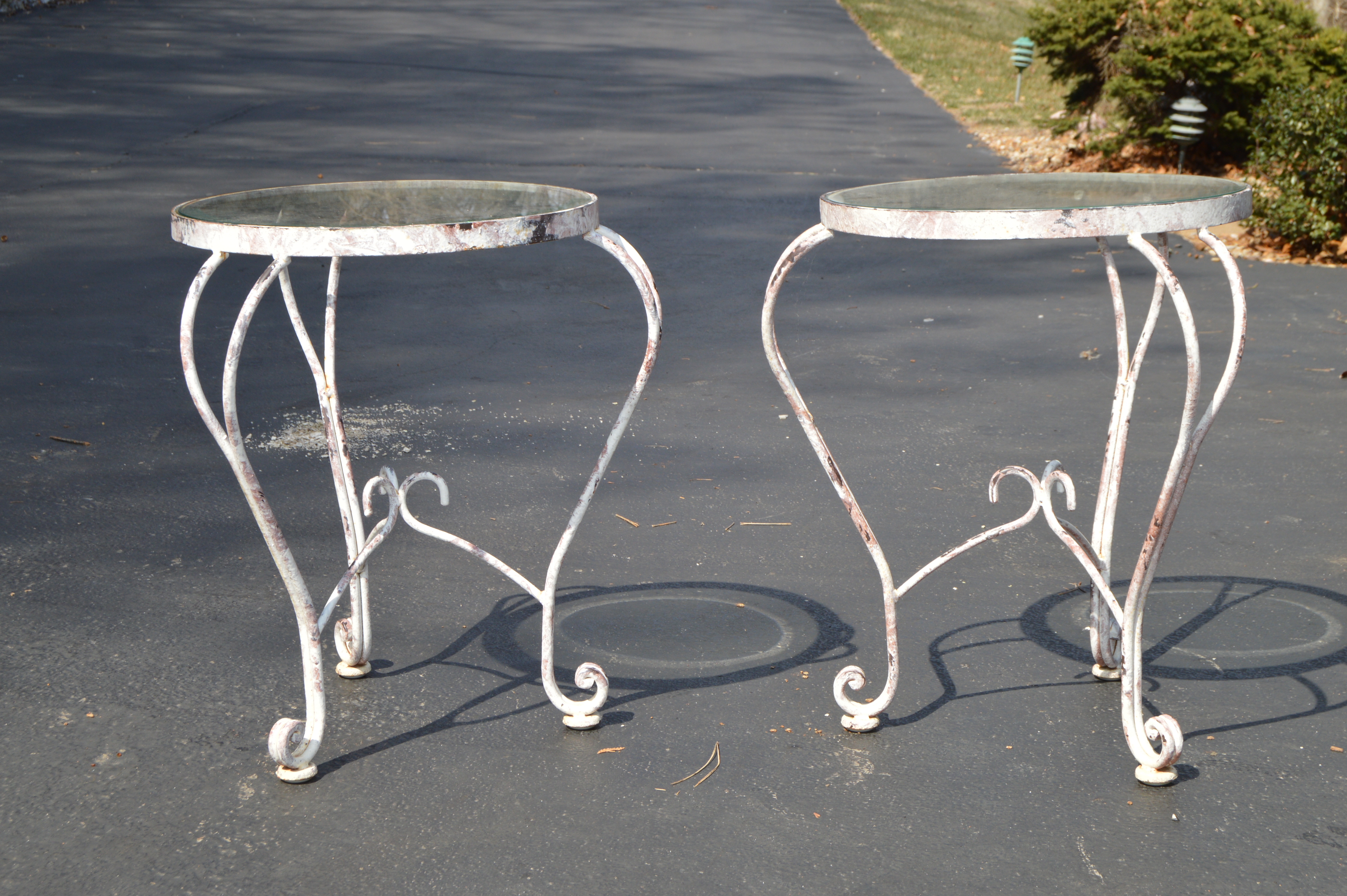 Vintage Glass Top Patio Tables