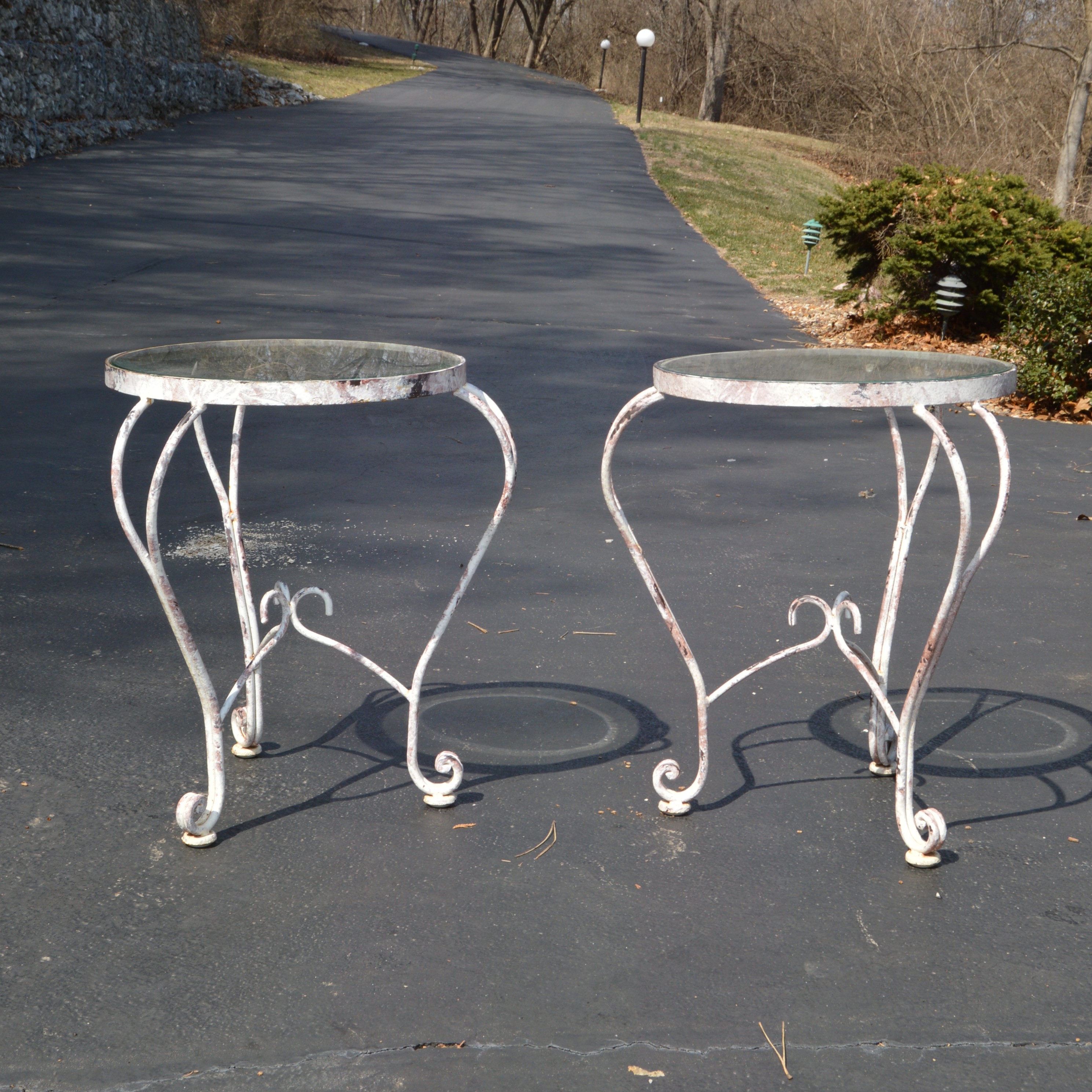 Vintage Glass Top Patio Tables