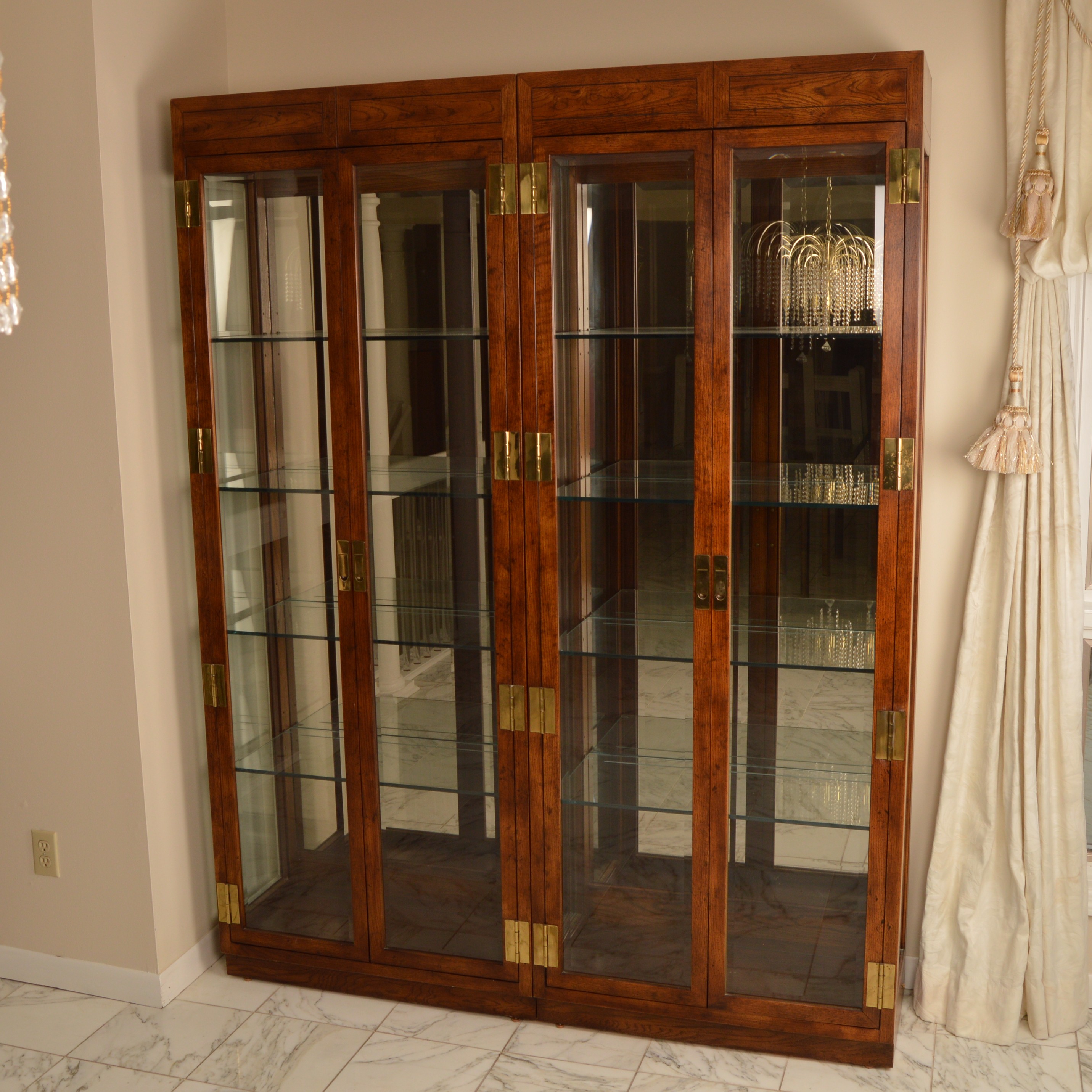 Pair of Elm Display Cabinets by Henredon