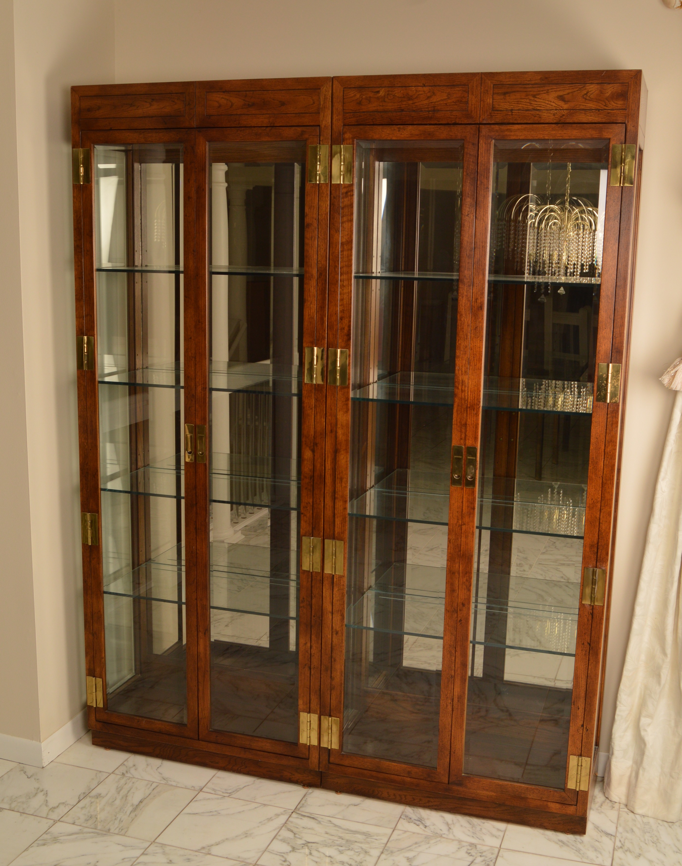 Pair of Elm Display Cabinets by Henredon