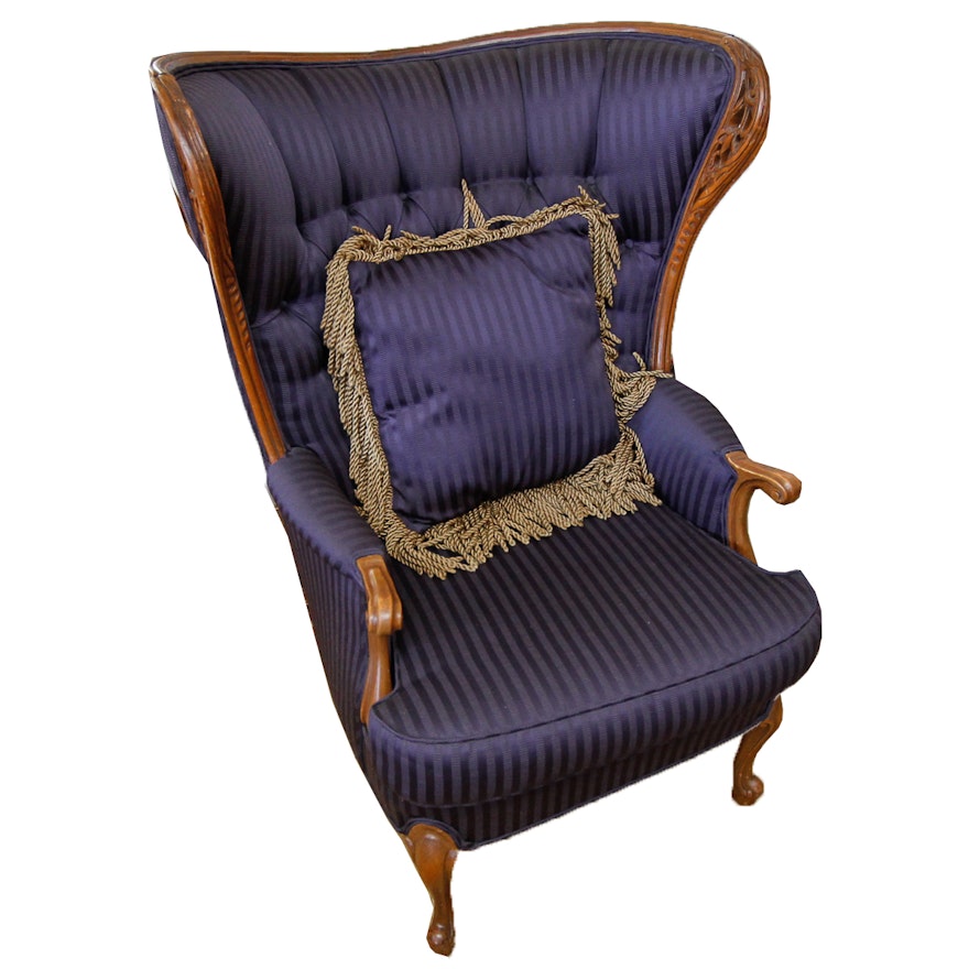 Vintage Louis XV Style Upholstered Wingback Chair