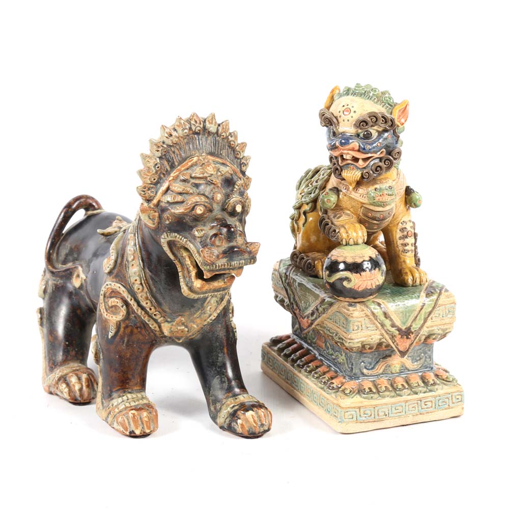 Chinese Inspired Guardian Lion Statues