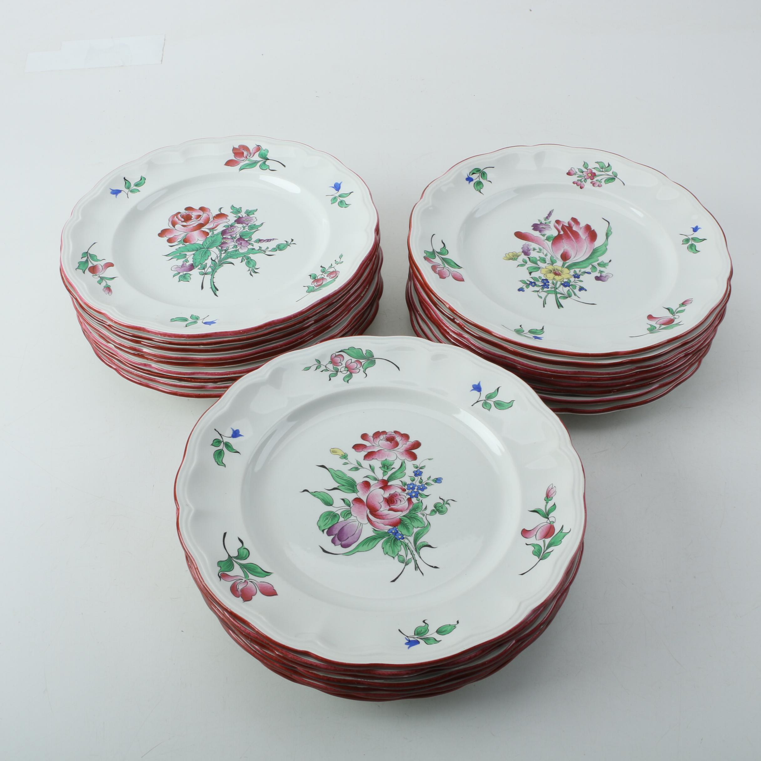 Keller & Guerrin Luneville French Faience "Old Strasbourg" Dinner Plates